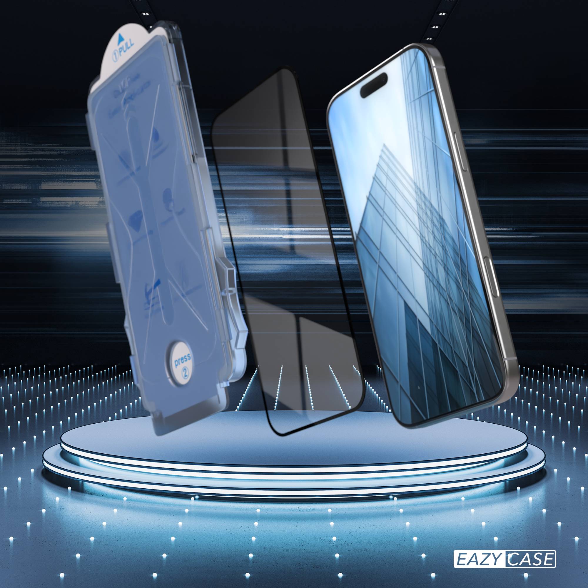 iPhone 16 Pro Max Glasfolie Set mit Installationsrahmen und Kameraschutz