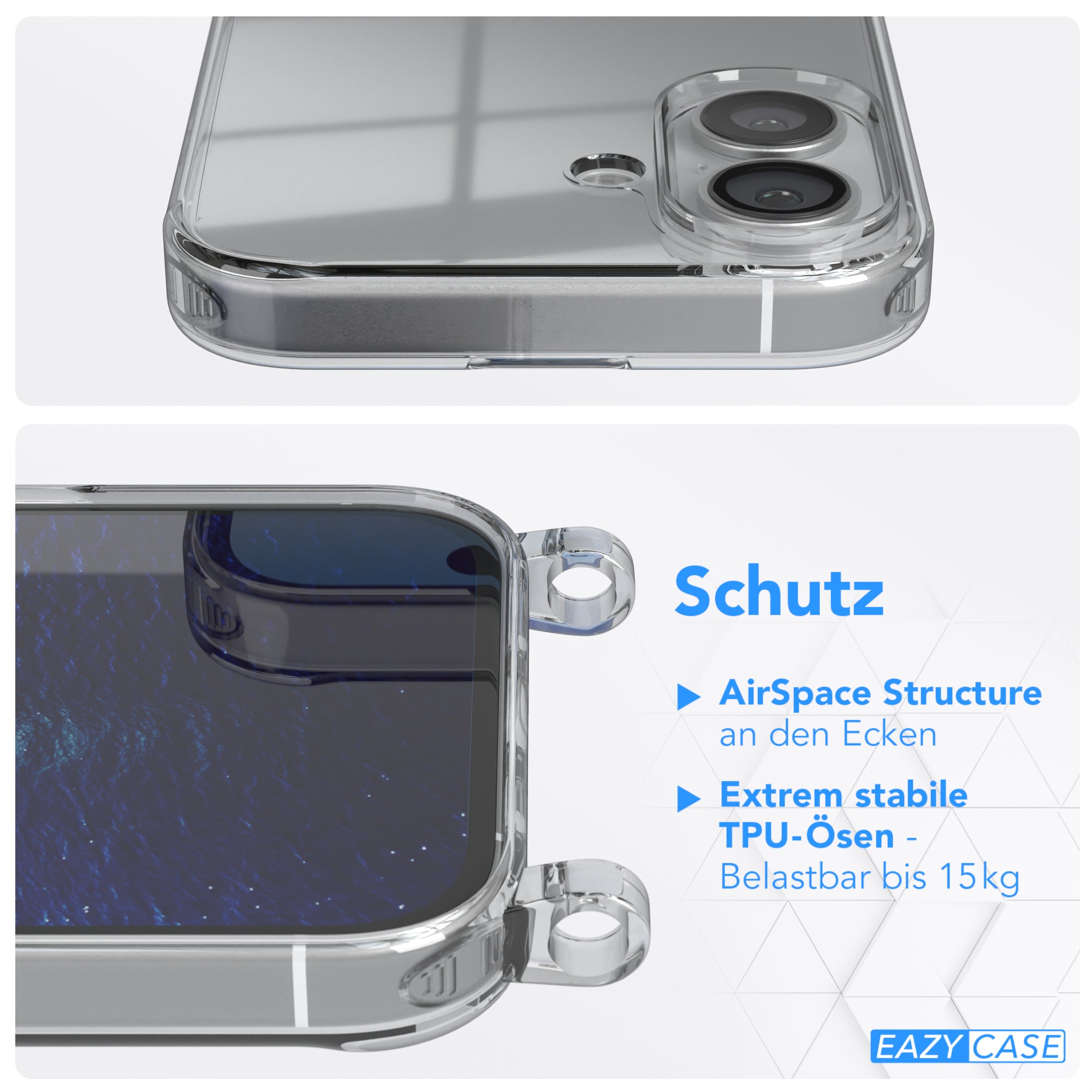 iPhone 16 transparente Hülle + Kordel