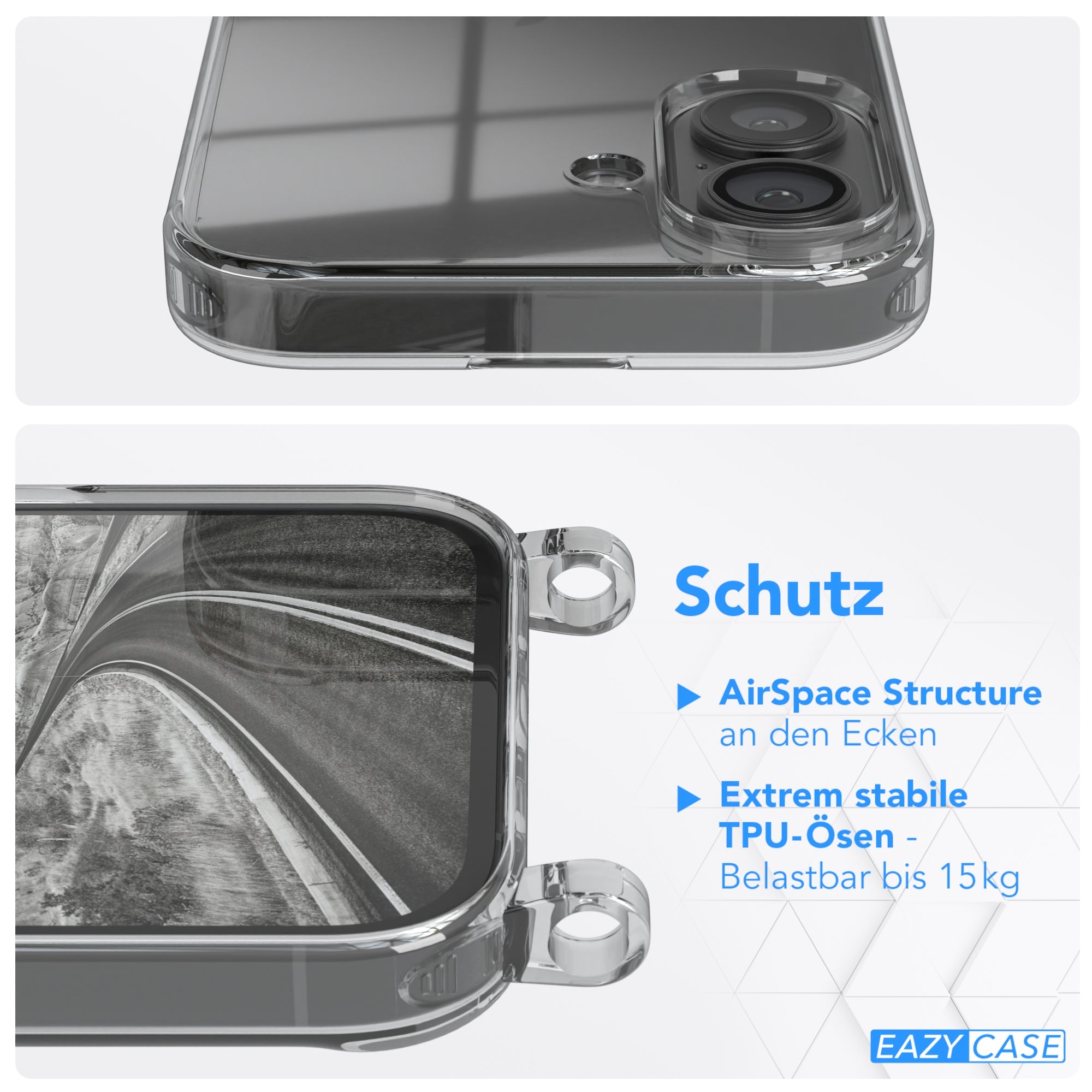 iPhone 16 transparente Hülle + Kordel