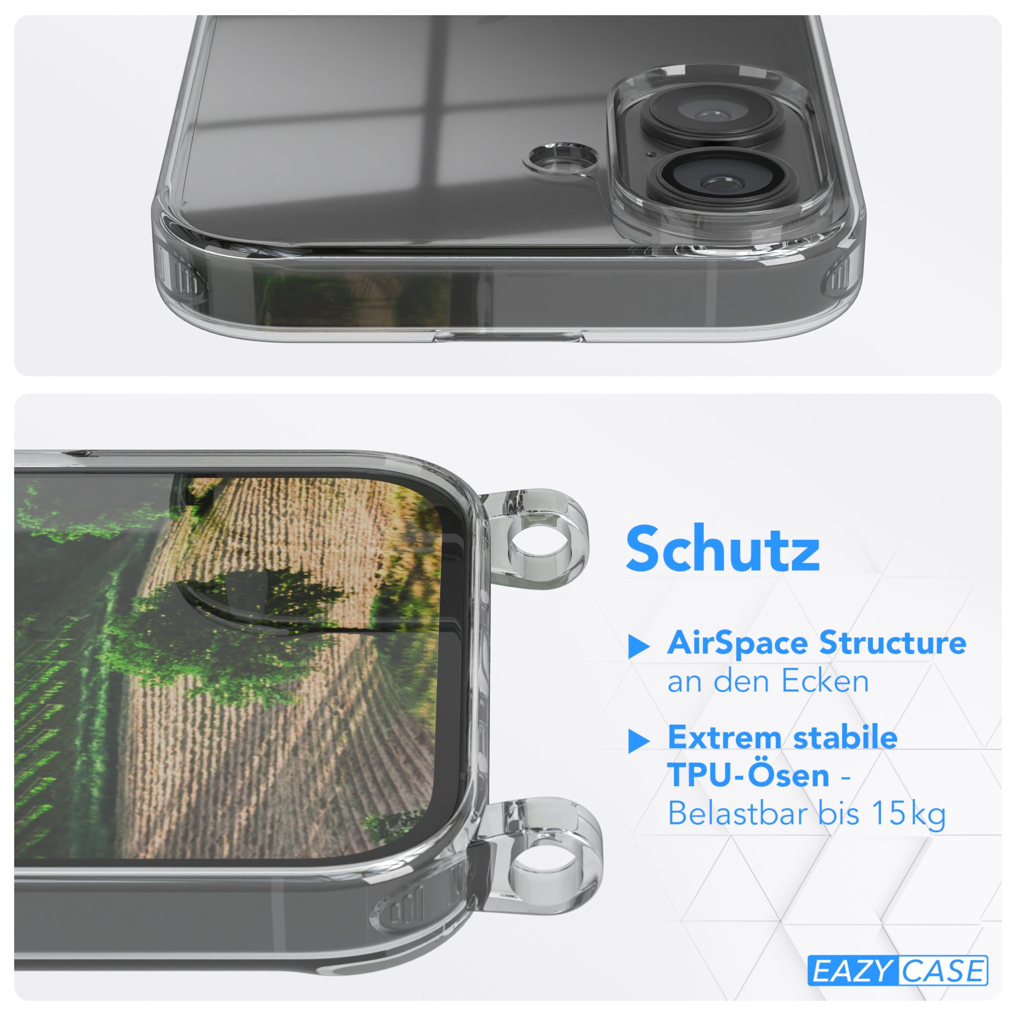 iPhone 16 transparente Hülle + Kordel