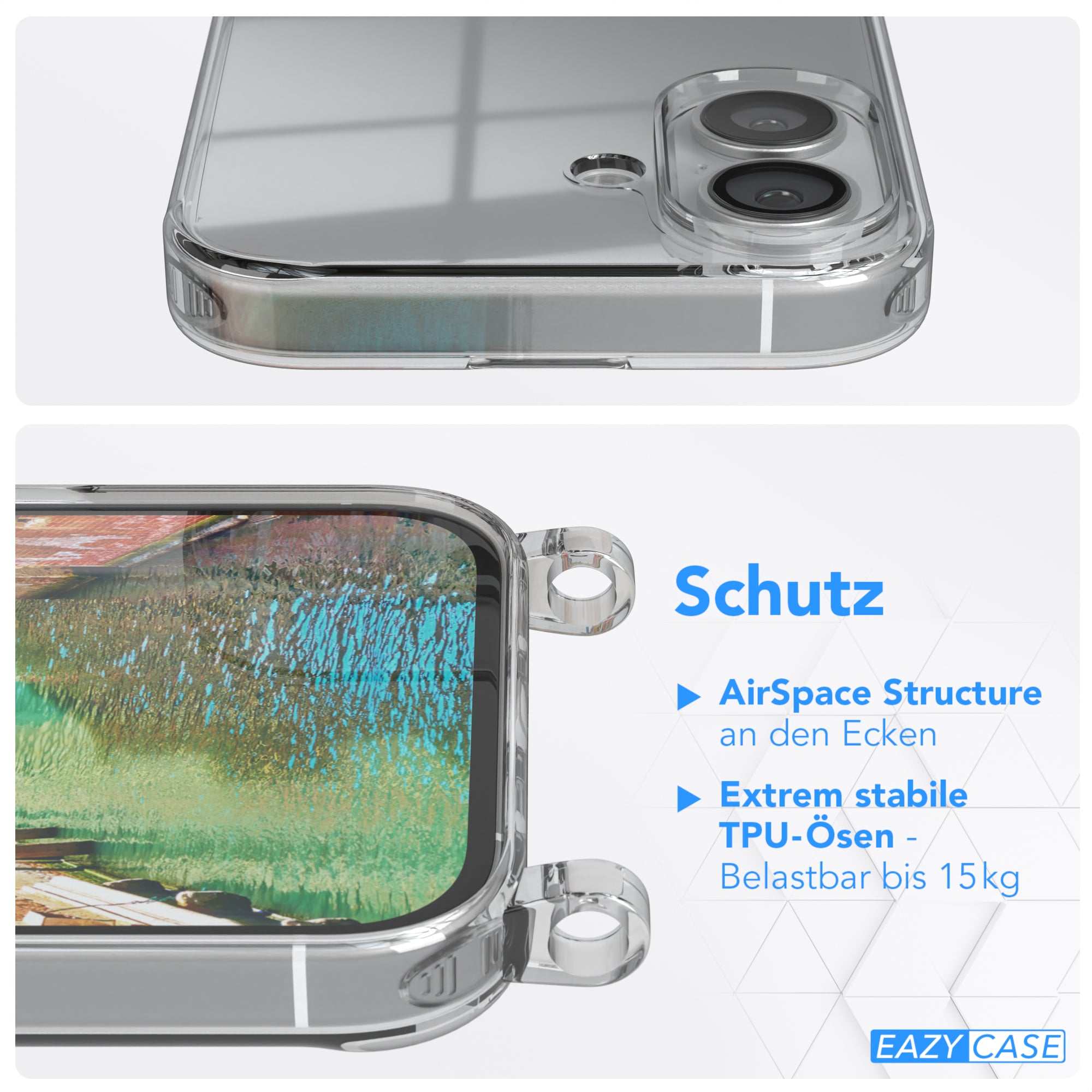 iPhone 16 transparente Hülle + Kordel