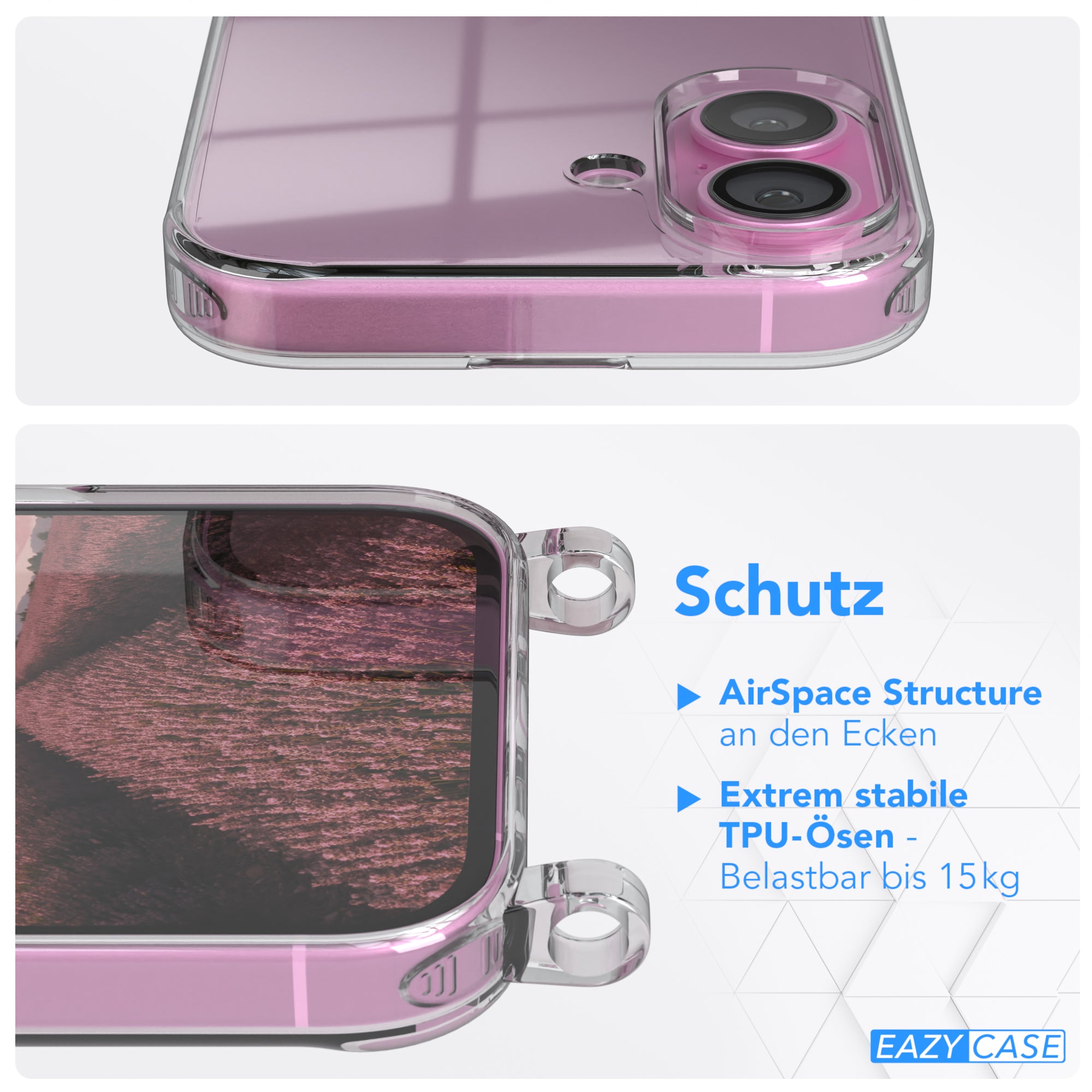 iPhone 16 transparente Hülle + Kordel