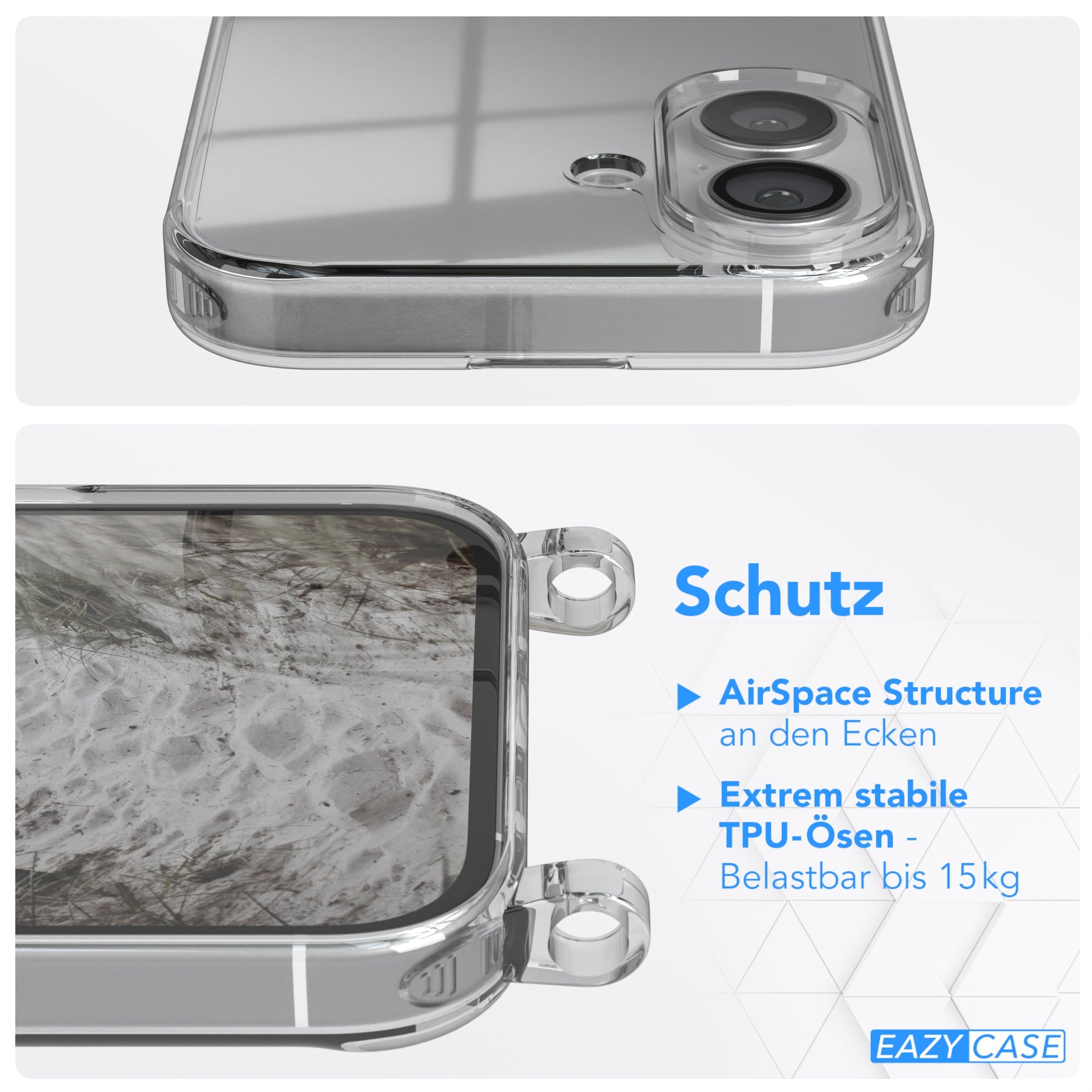 iPhone 16 transparente Hülle + Kordel