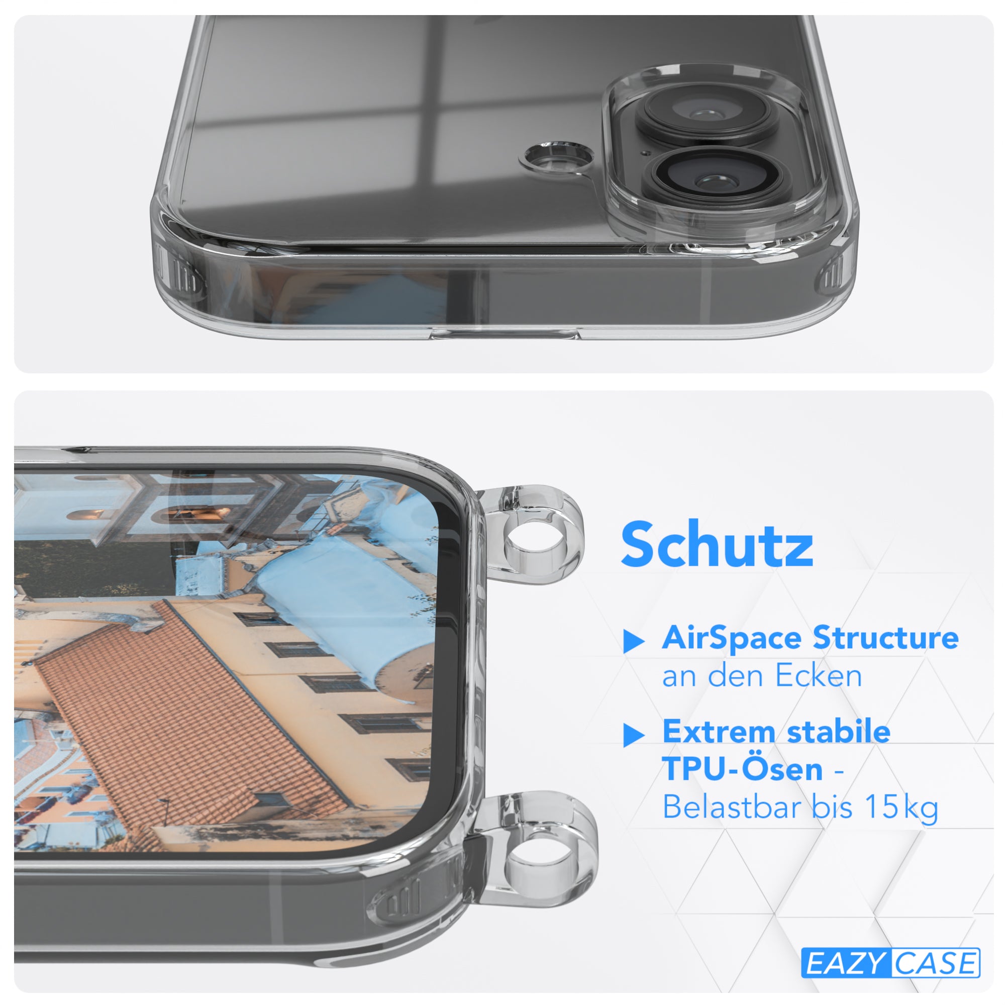 iPhone 16 transparente Hülle + Kordel