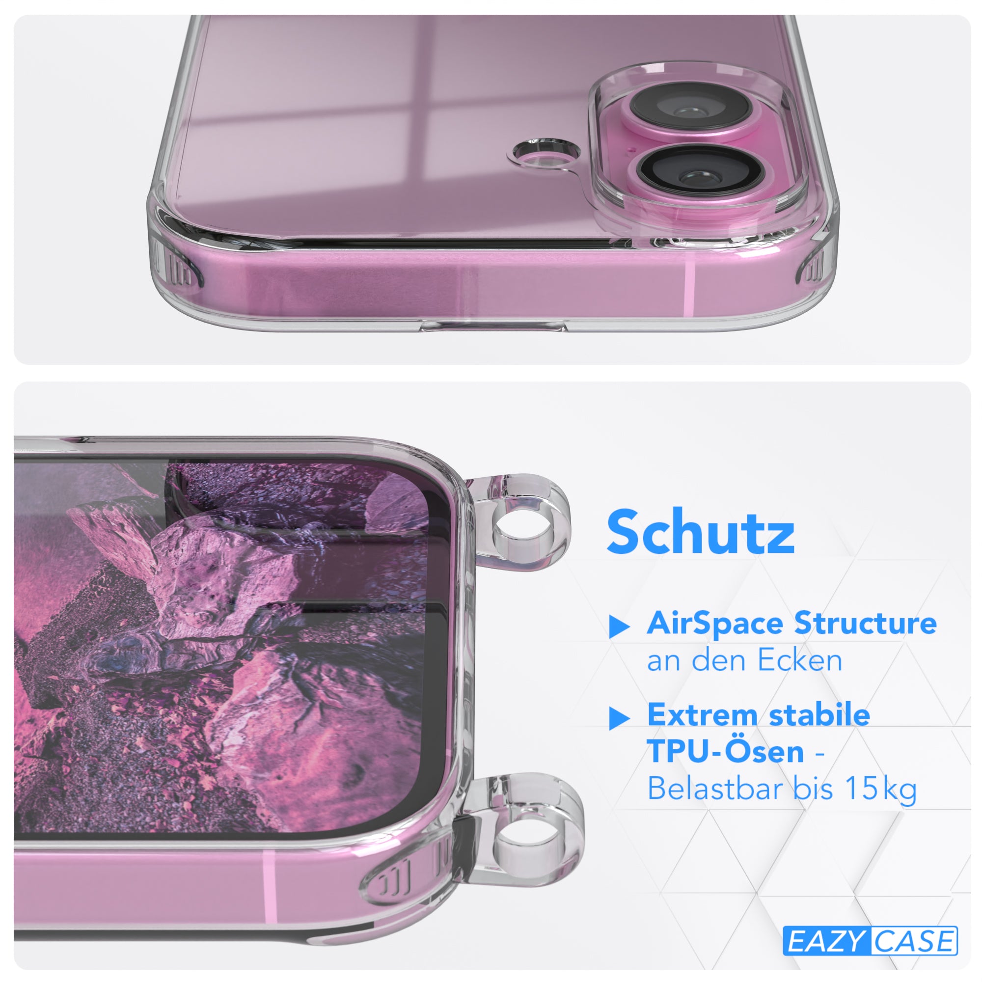 iPhone 16 transparente Hülle + Kordel