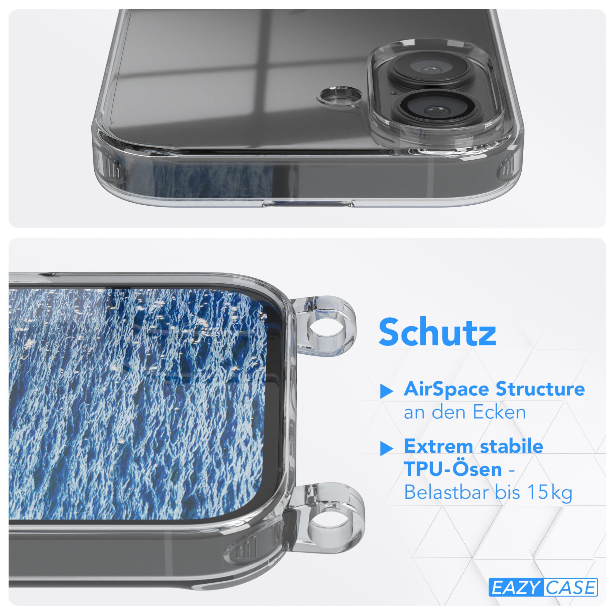 iPhone 16 transparente Hülle + Kordel