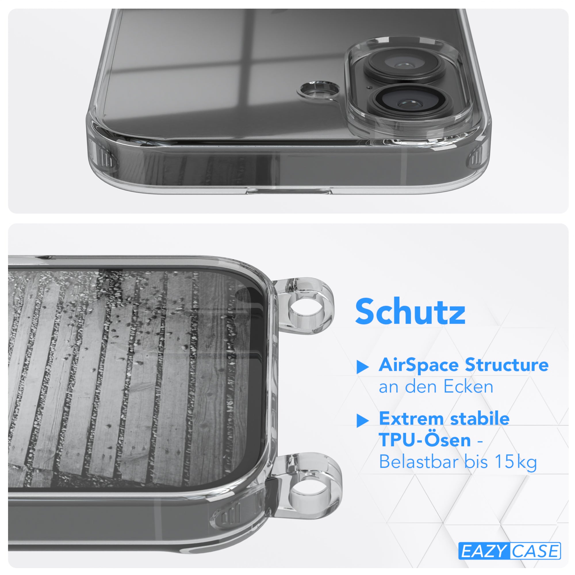 iPhone 16 transparente Hülle + Kordel