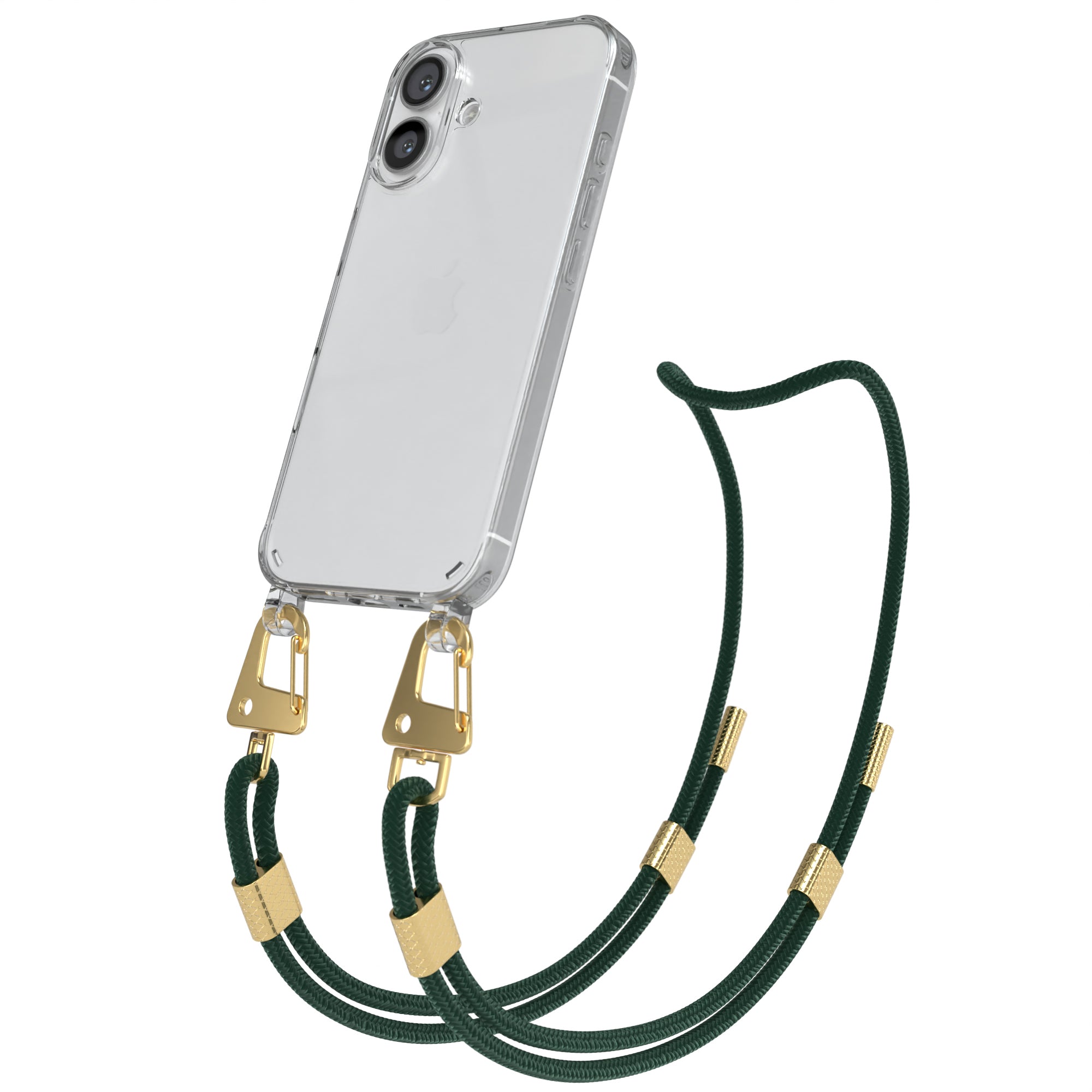 iPhone 16 Hülle + Kordel mit Karabinern