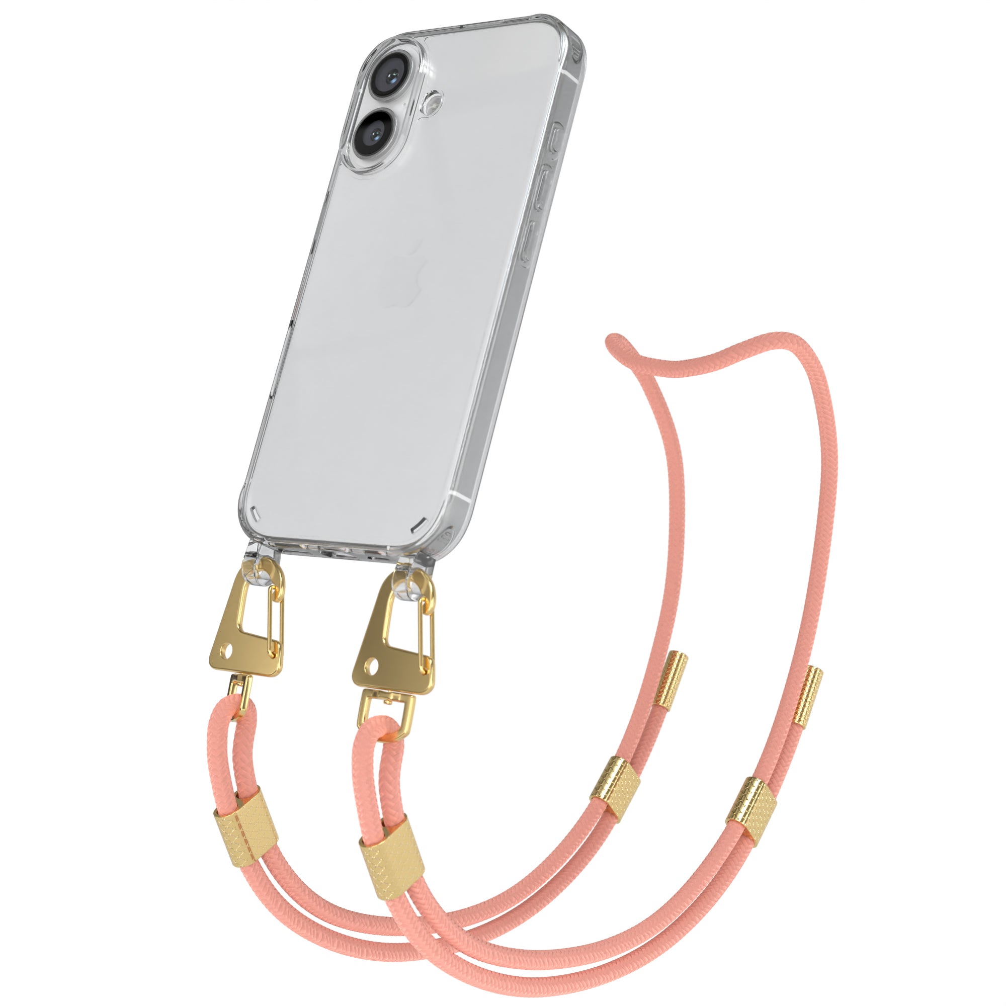 iPhone 16 Hülle + Kordel mit Karabinern