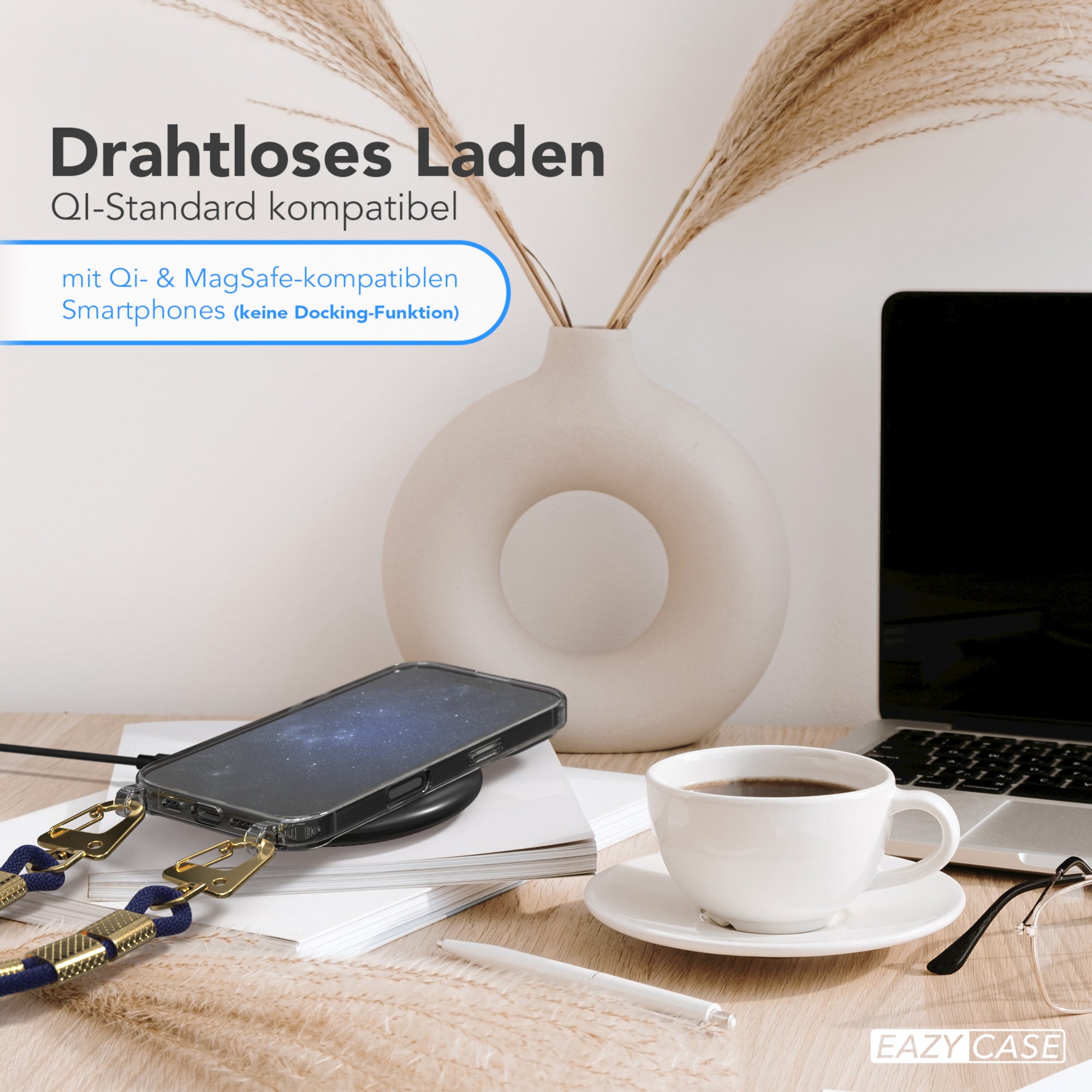 iPhone 16 Hülle + Kordel mit Karabinern