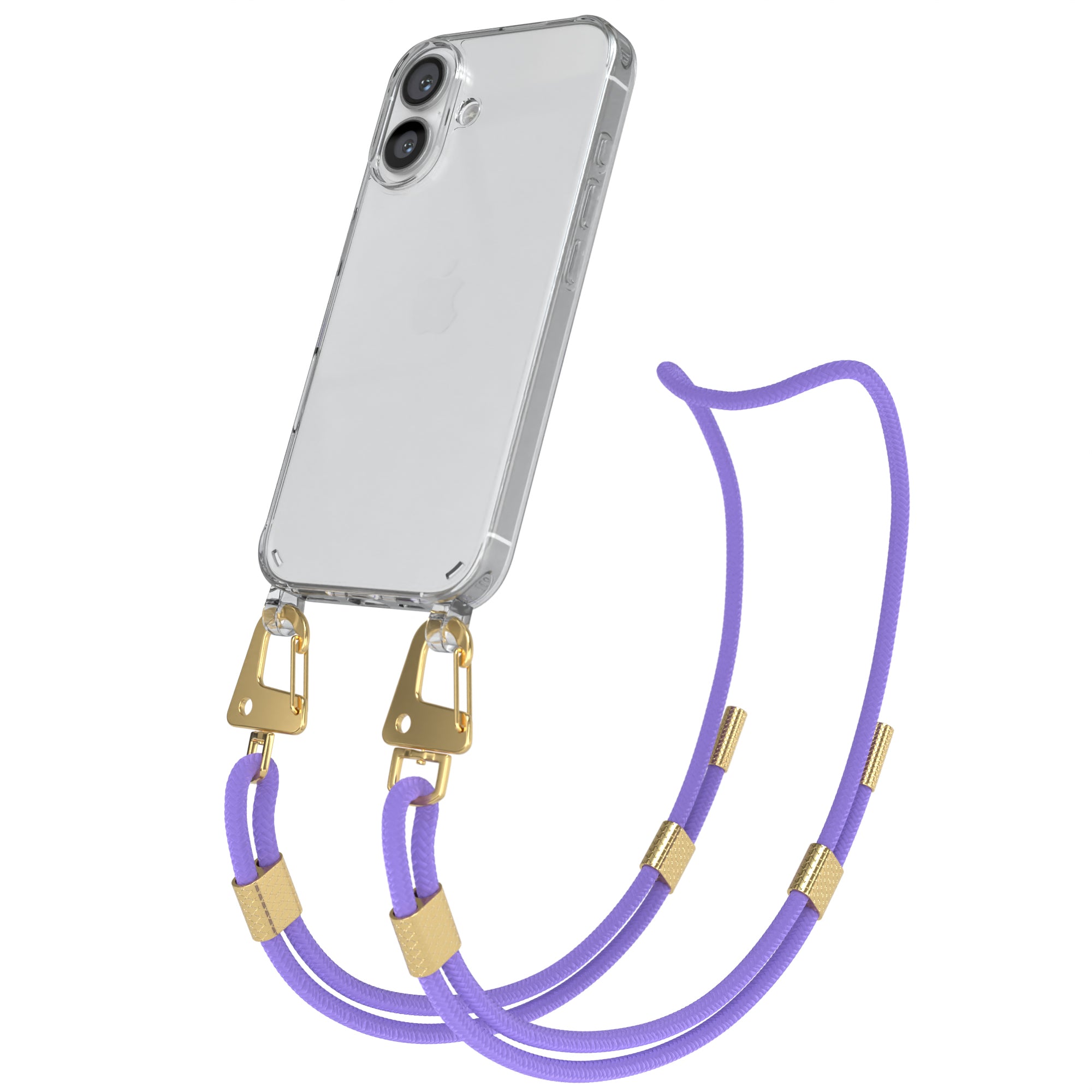 iPhone 16 Hülle + Kordel mit Karabinern