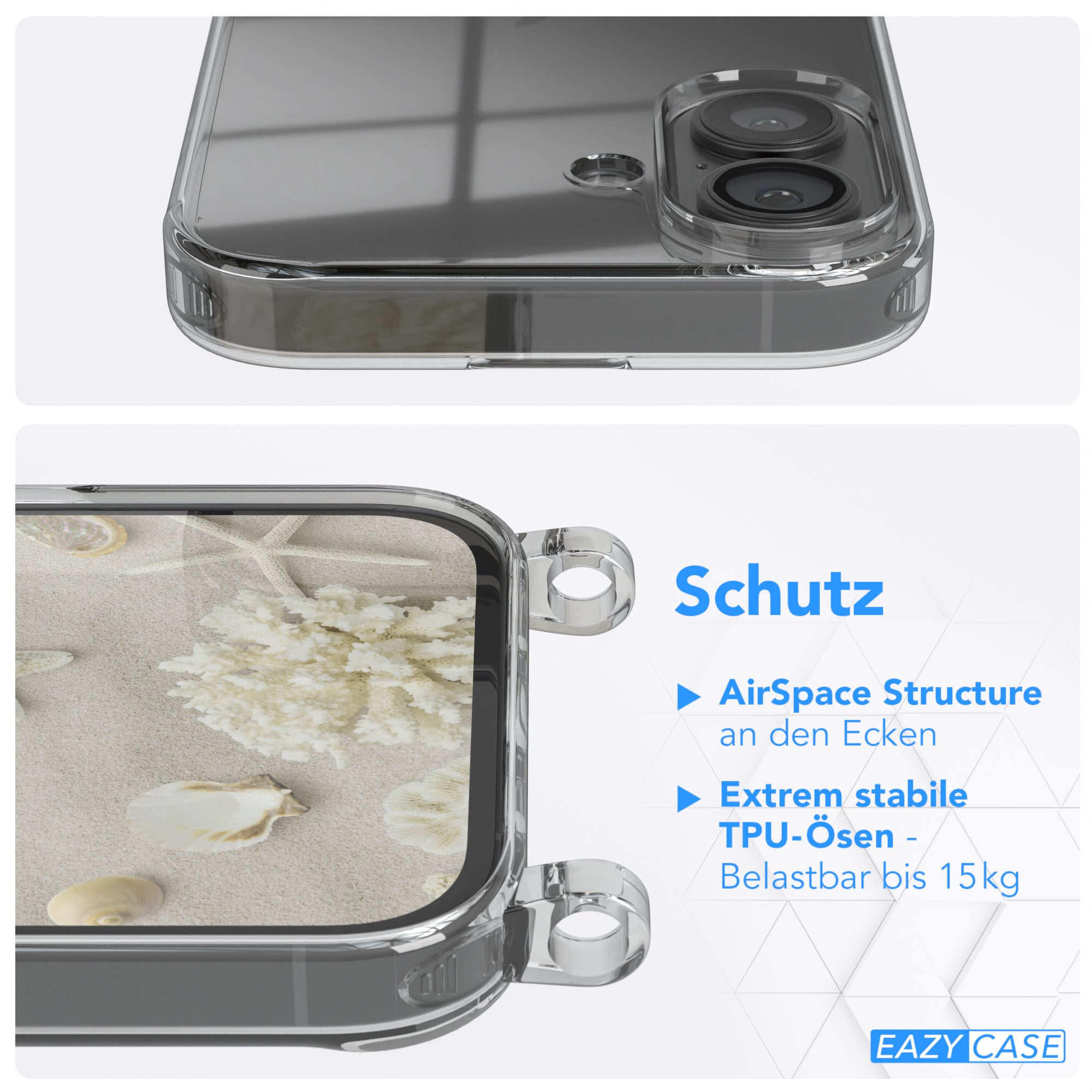 iPhone 16 transparente Hülle + Kordel