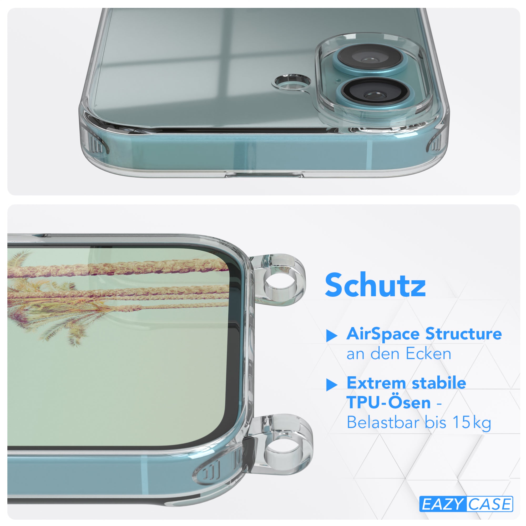 iPhone 16 transparente Hülle + Kordel