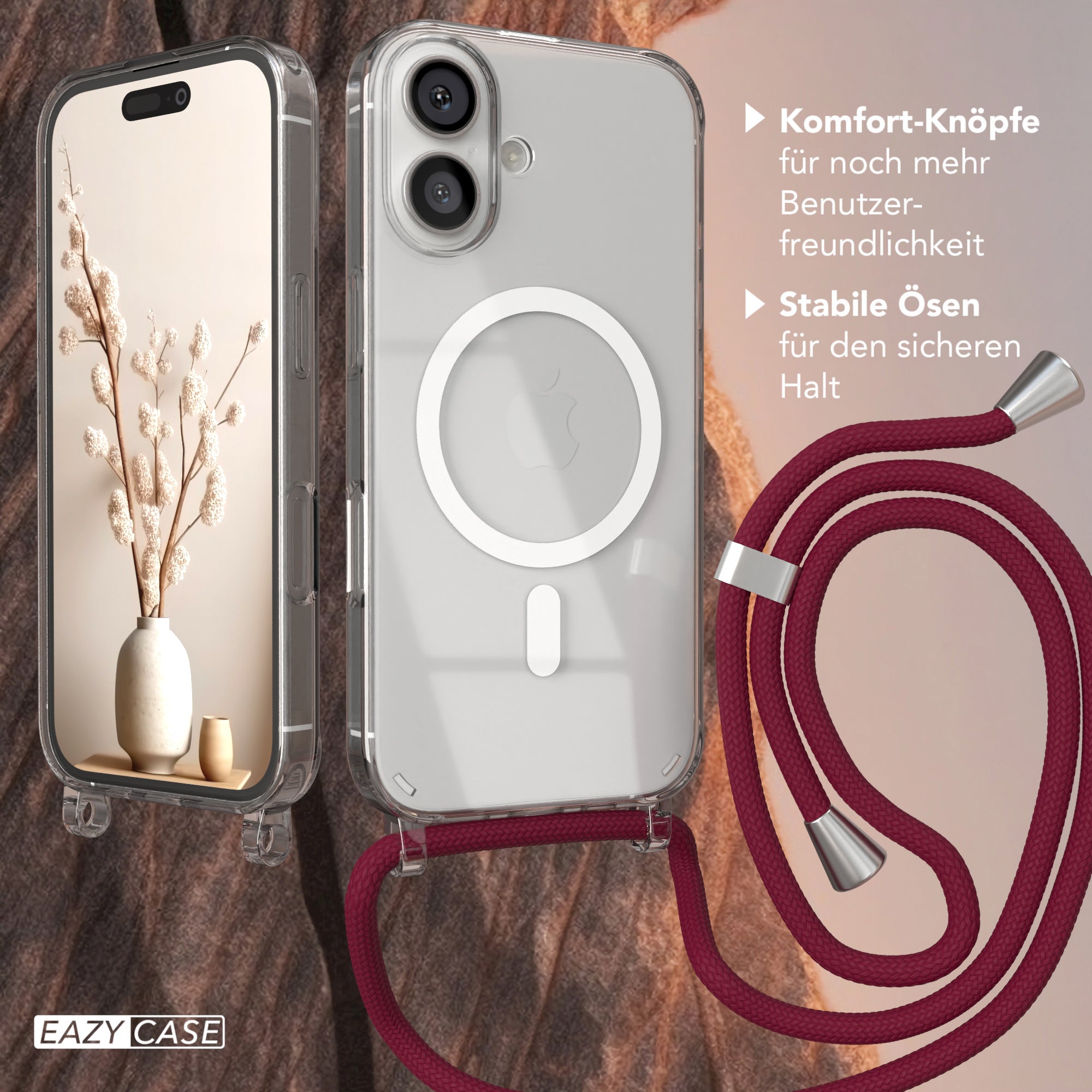 iPhone 16 transparente Hülle + Kordel mit MagSafe