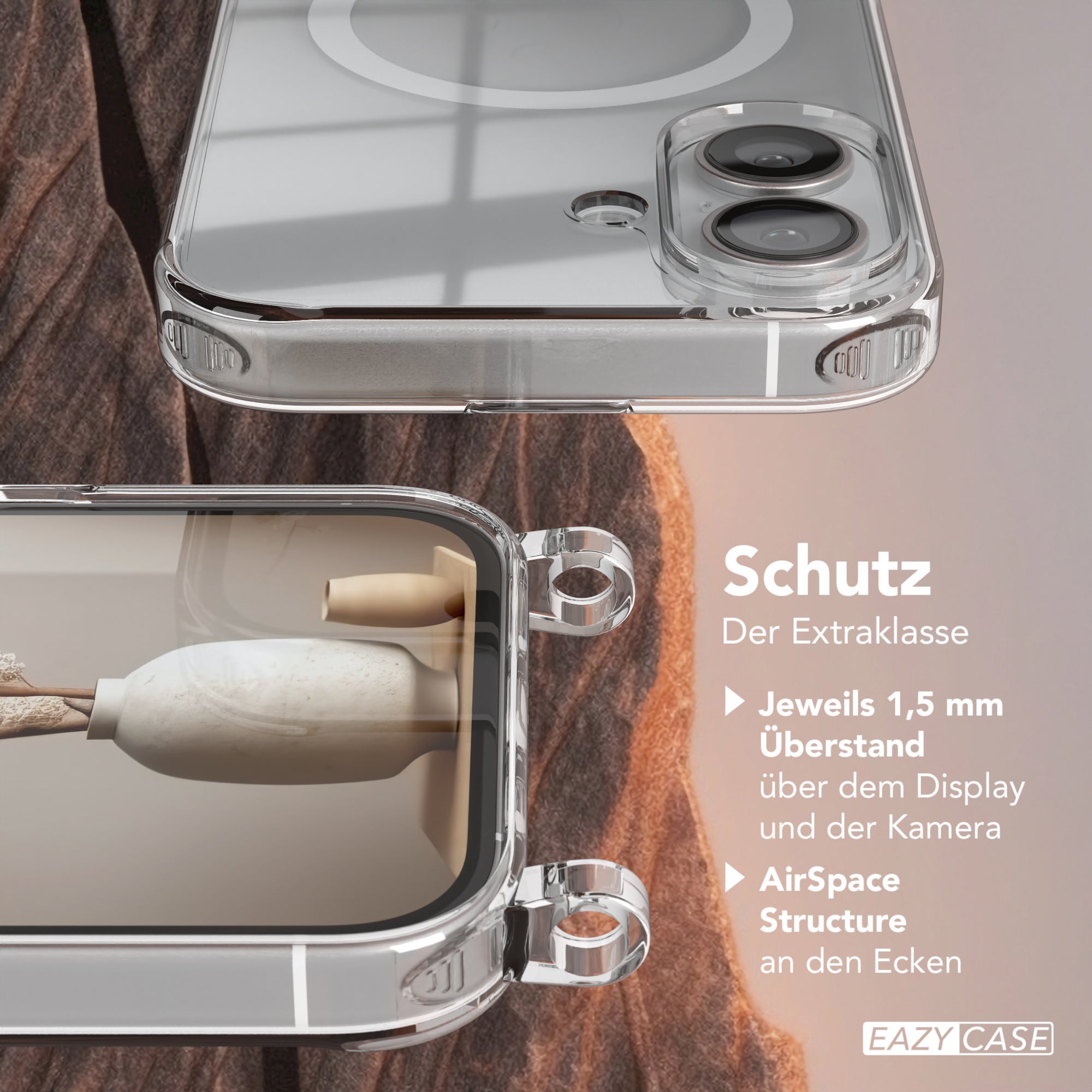 iPhone 16 transparente Hülle + Kordel mit MagSafe