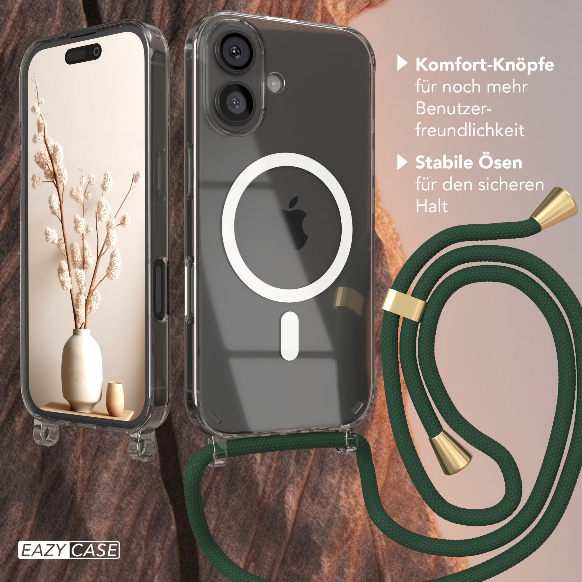 iPhone 16 transparente Hülle + Kordel mit MagSafe