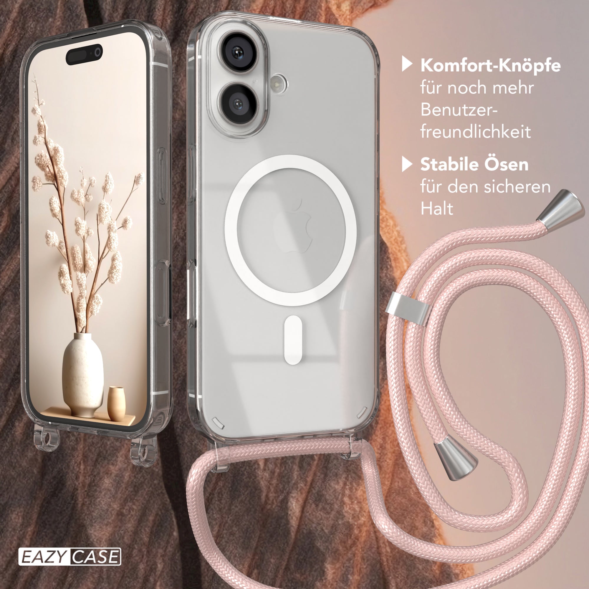 iPhone 16 transparente Hülle + Kordel mit MagSafe