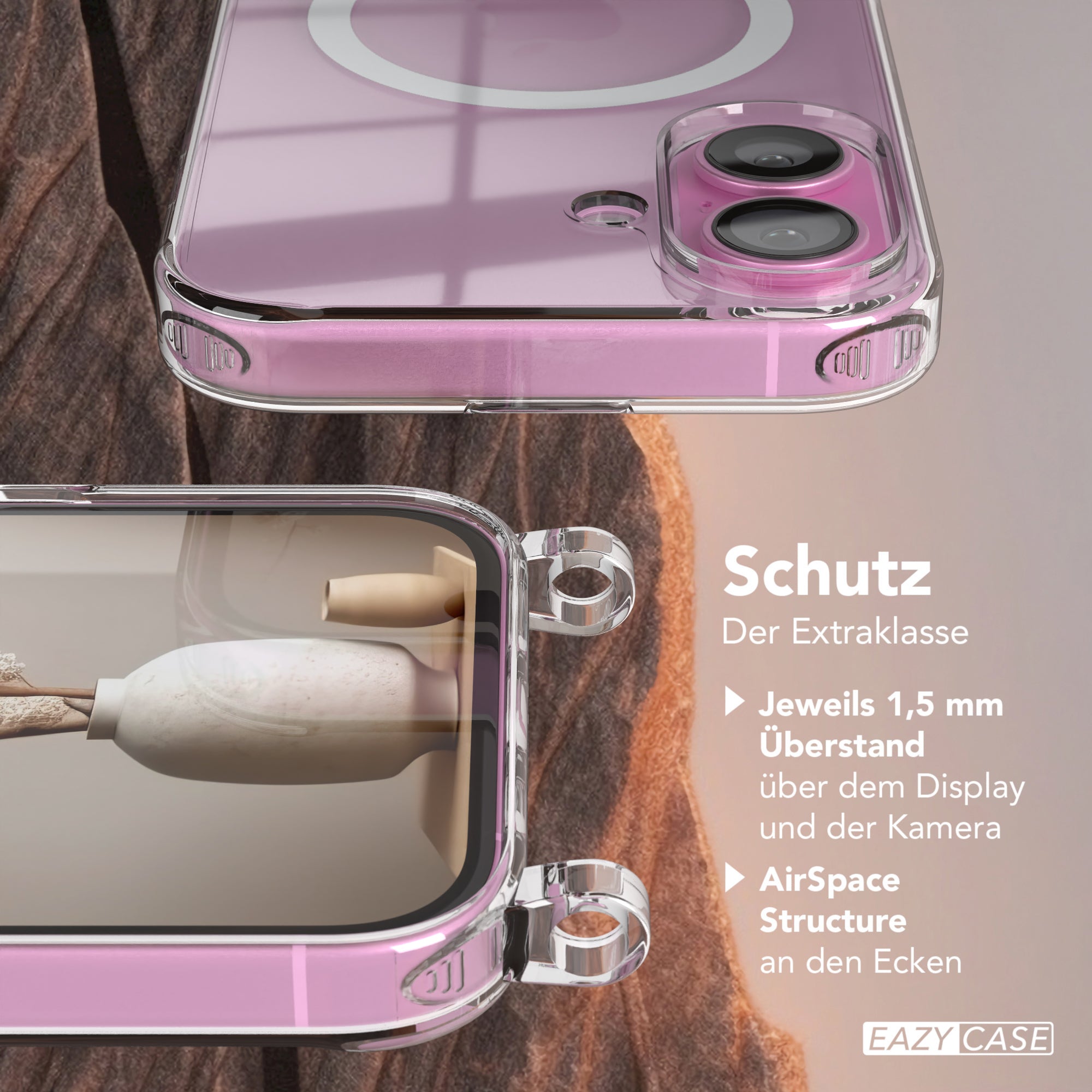 iPhone 16 transparente Hülle + Kordel mit MagSafe