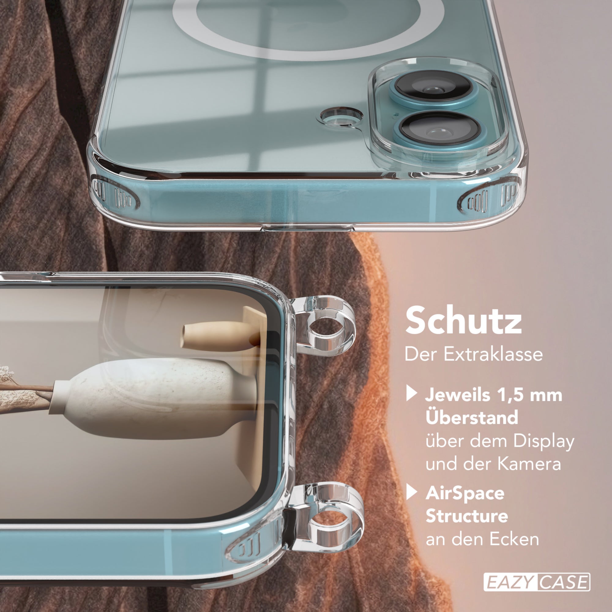 iPhone 16 transparente Hülle + Kordel mit MagSafe