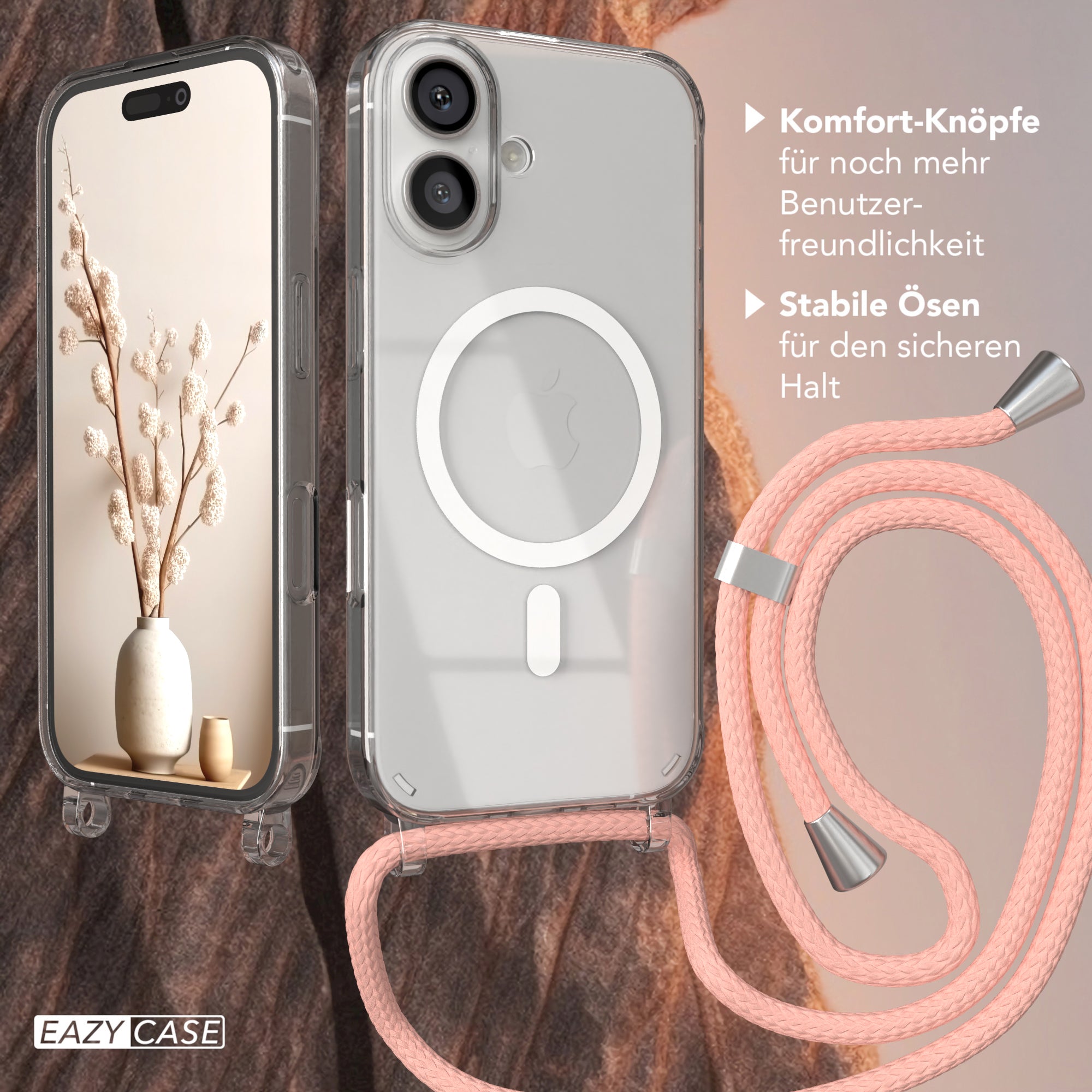 iPhone 16 transparente Hülle + Kordel mit MagSafe