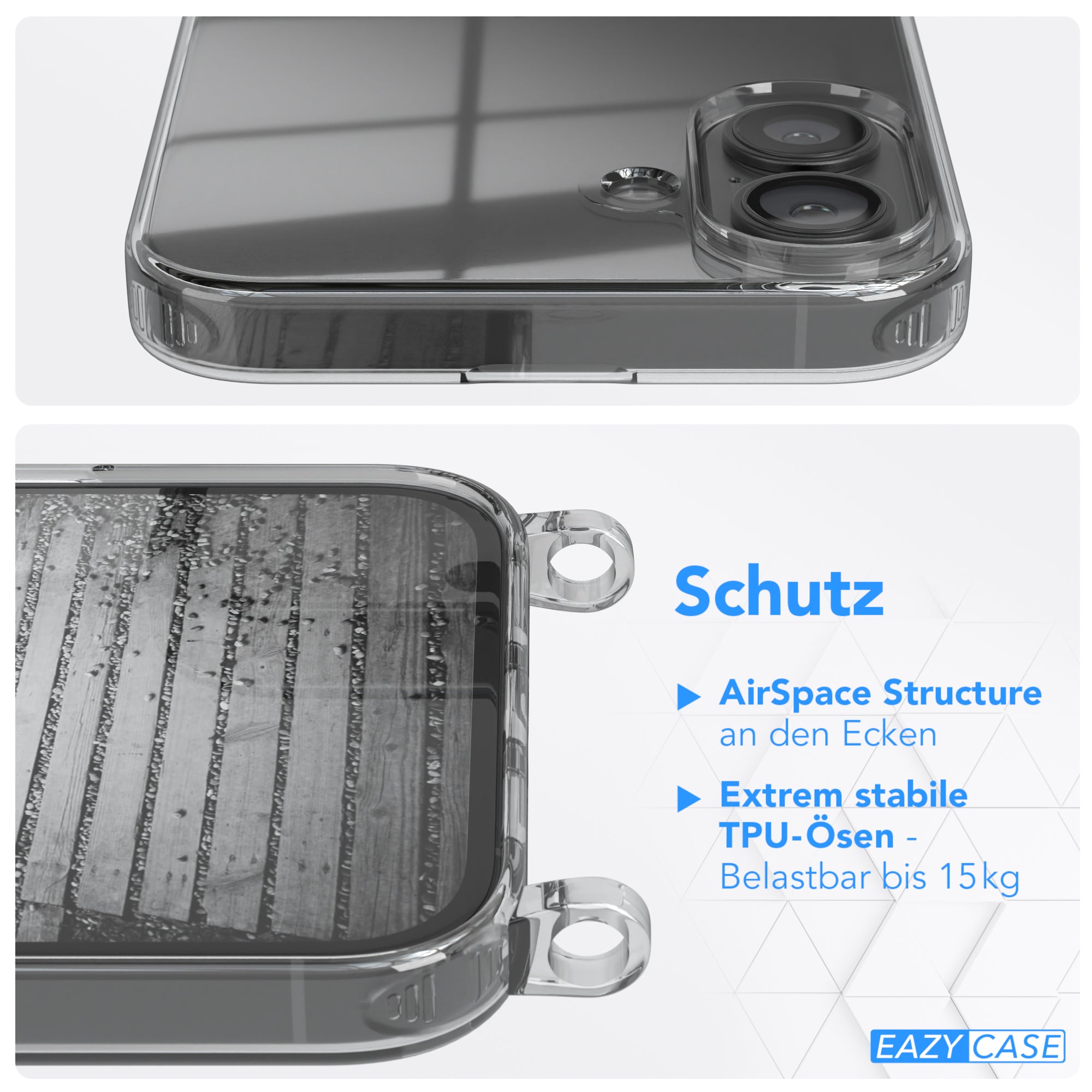 iPhone 16 Plus transparente Hülle + Kordel