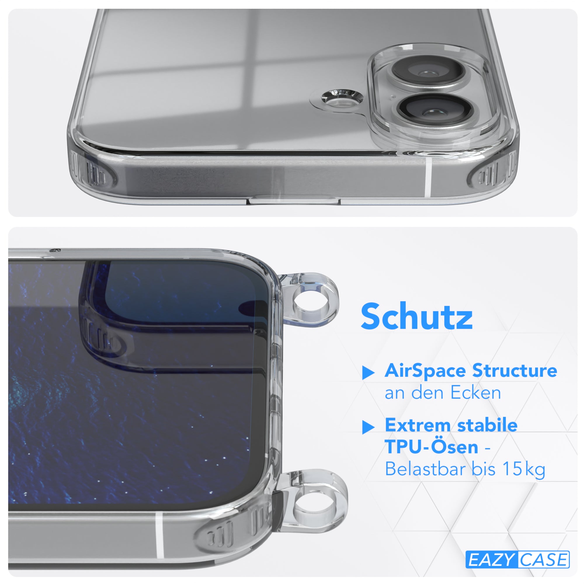 iPhone 16 Plus transparente Hülle + Kordel