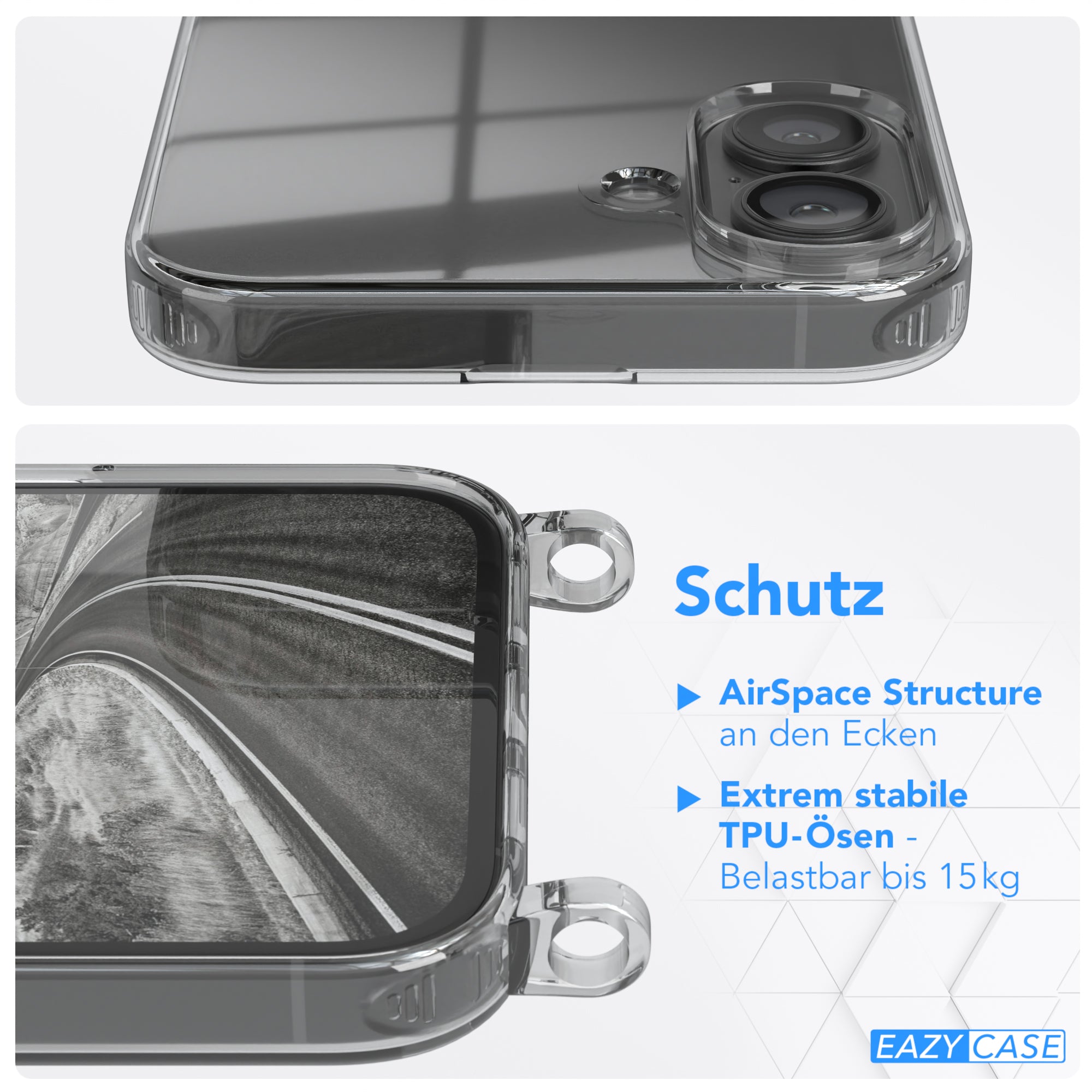 iPhone 16 Plus transparente Hülle + Kordel