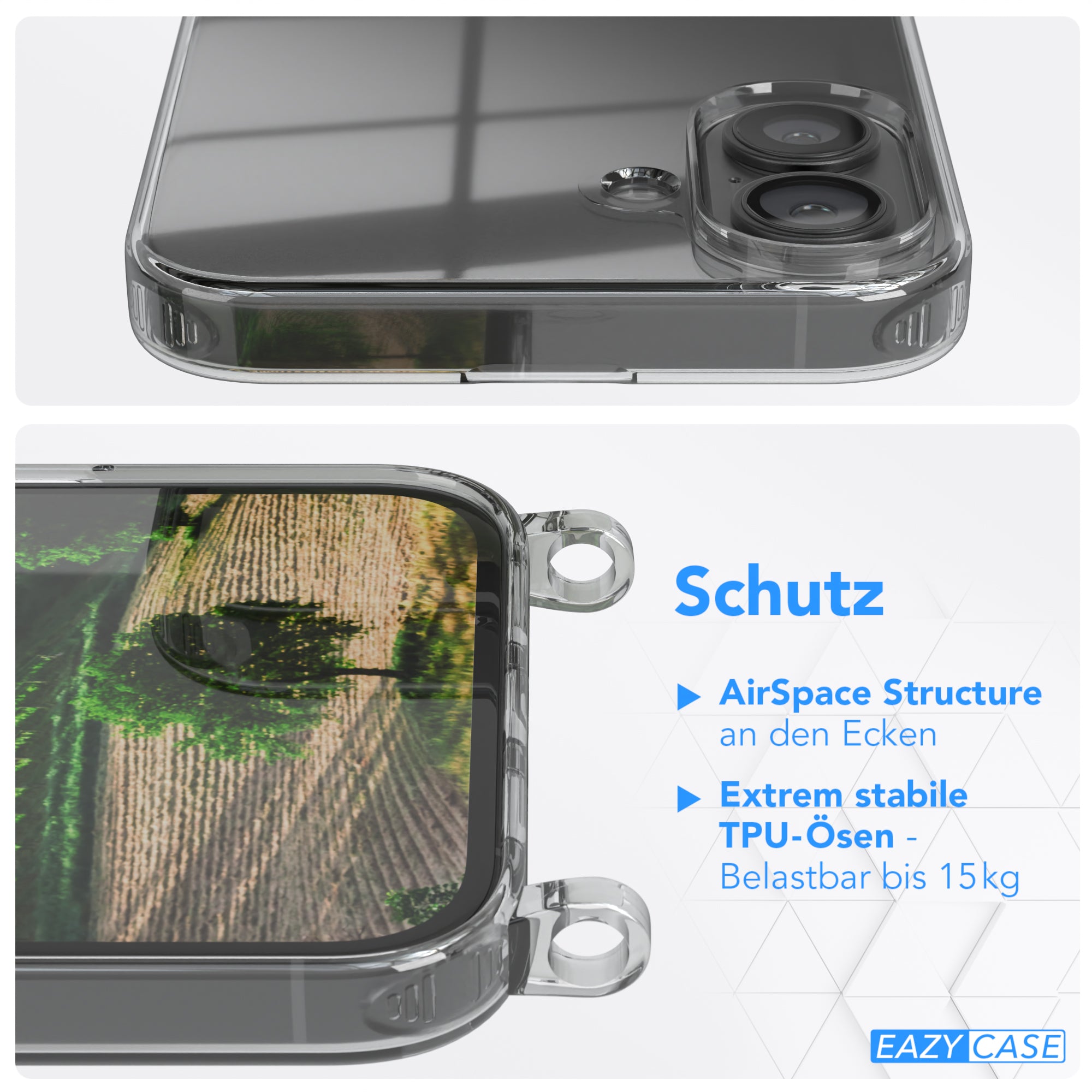 iPhone 16 Plus transparente Hülle + Kordel