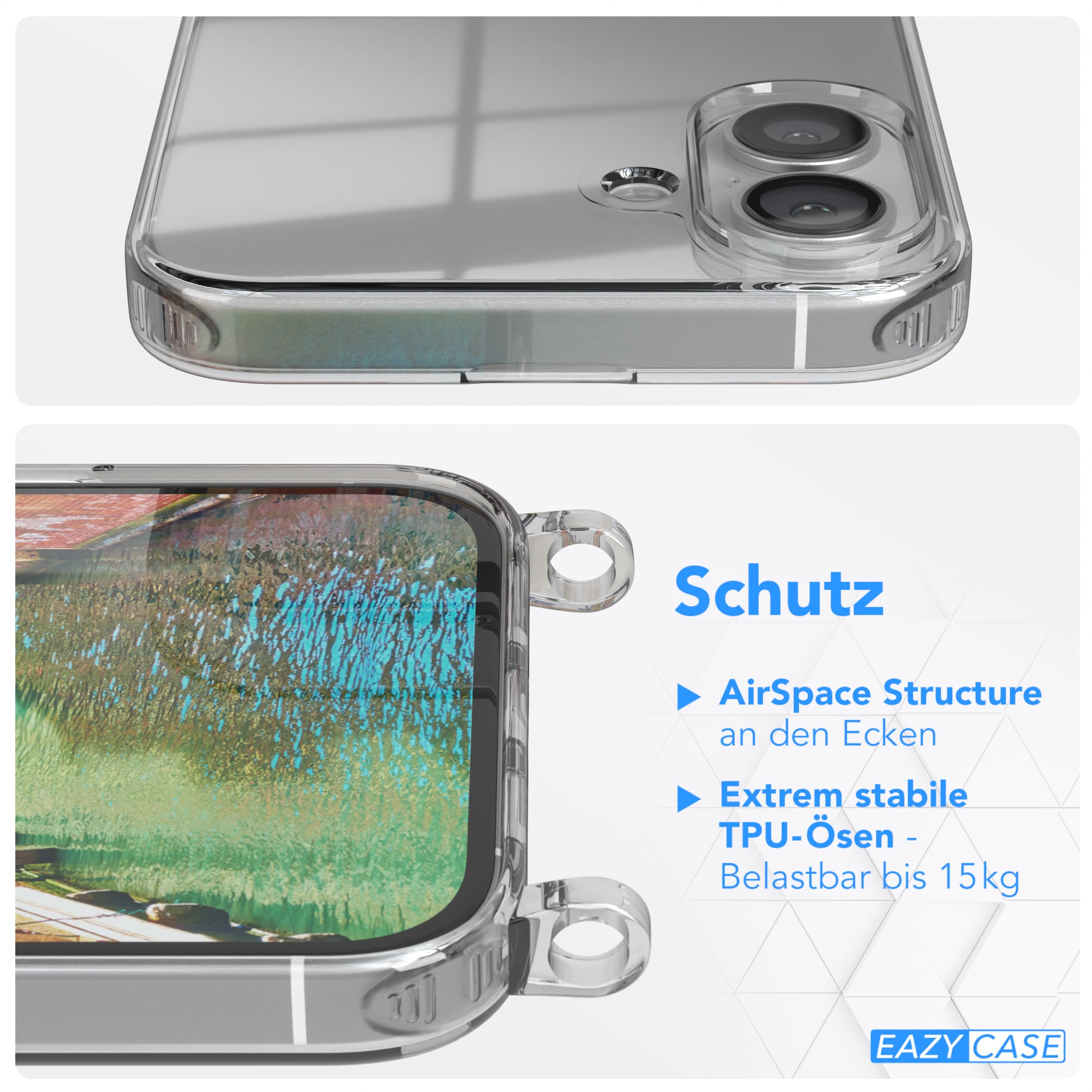 iPhone 16 Plus transparente Hülle + Kordel