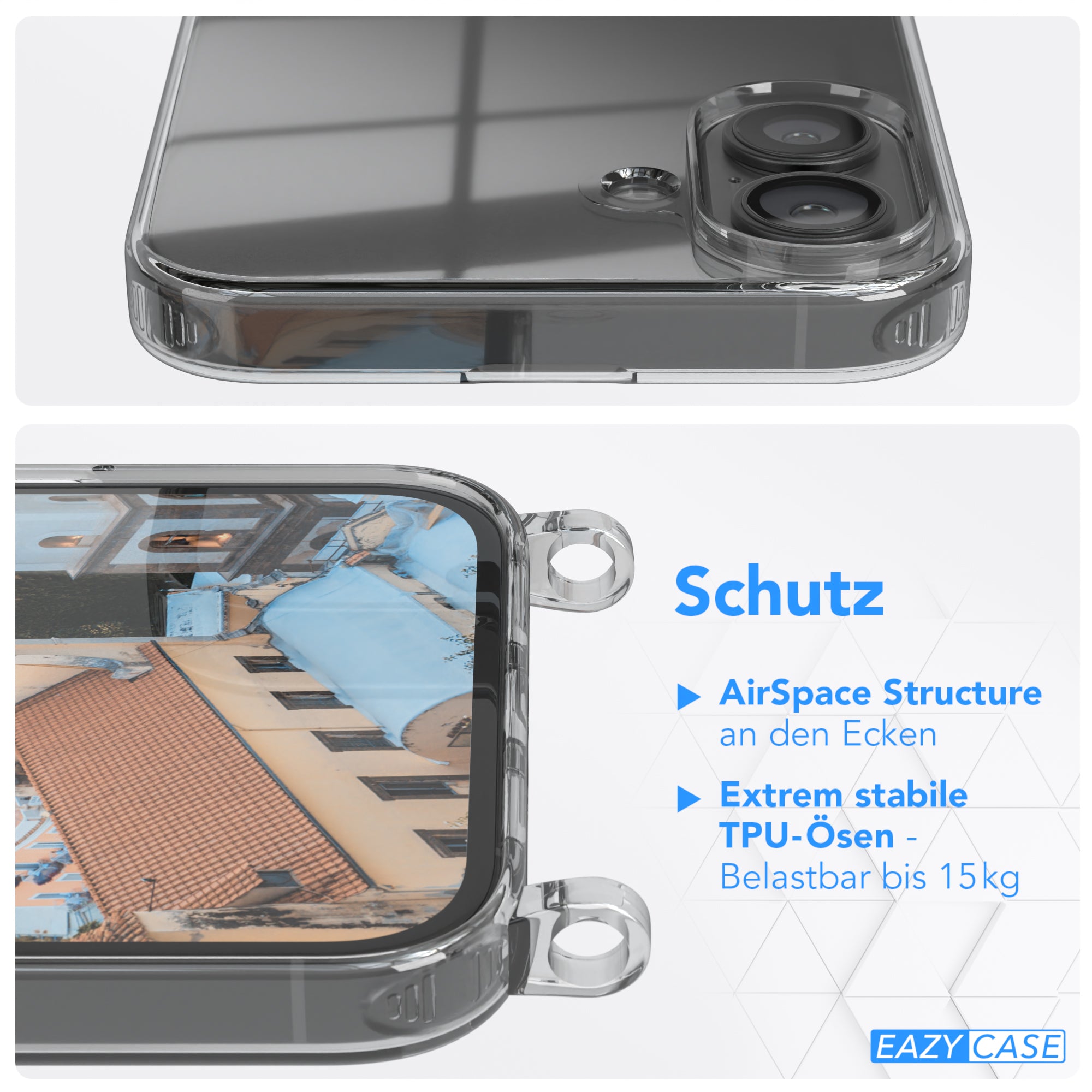 iPhone 16 Plus transparente Hülle + Kordel