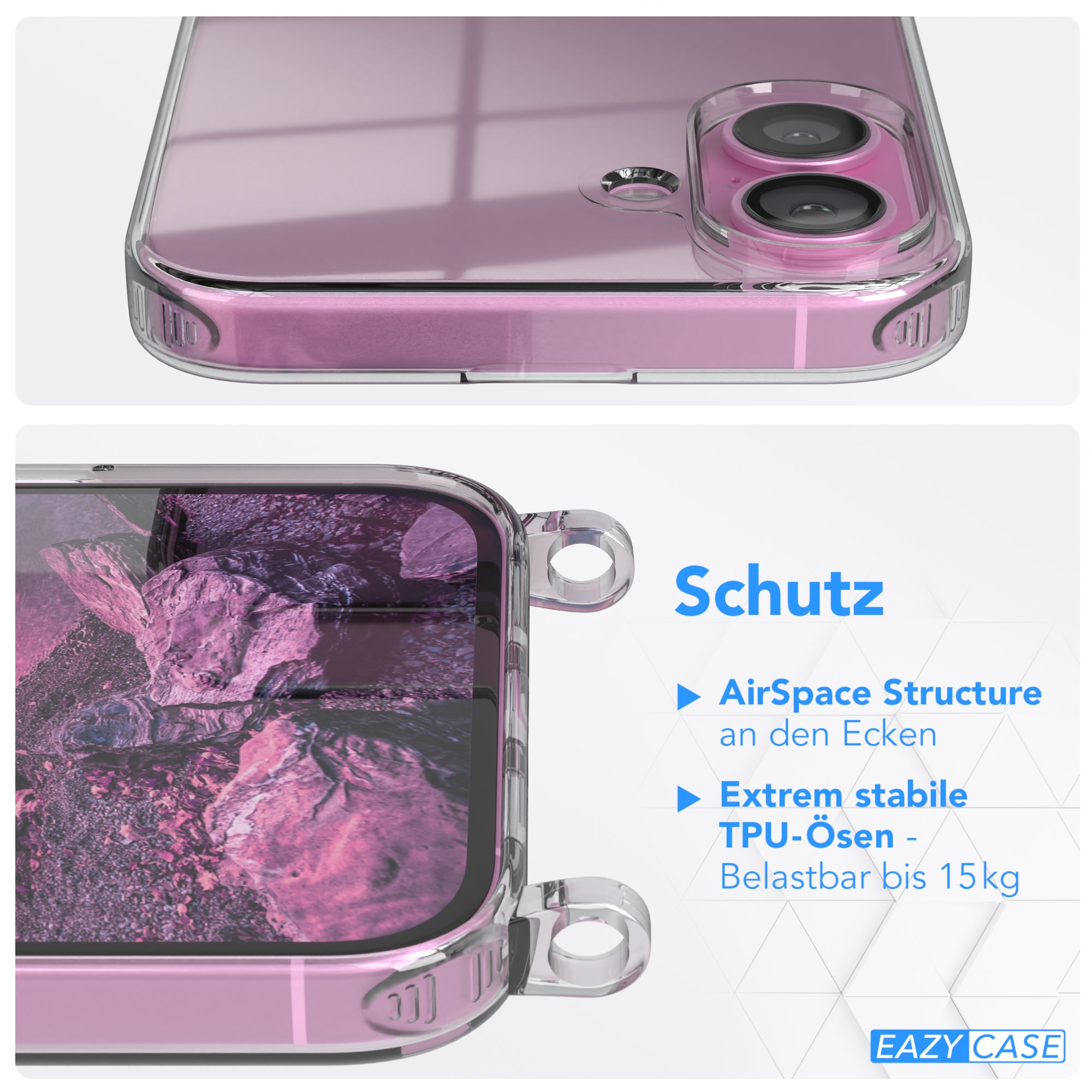 iPhone 16 Plus transparente Hülle + Kordel