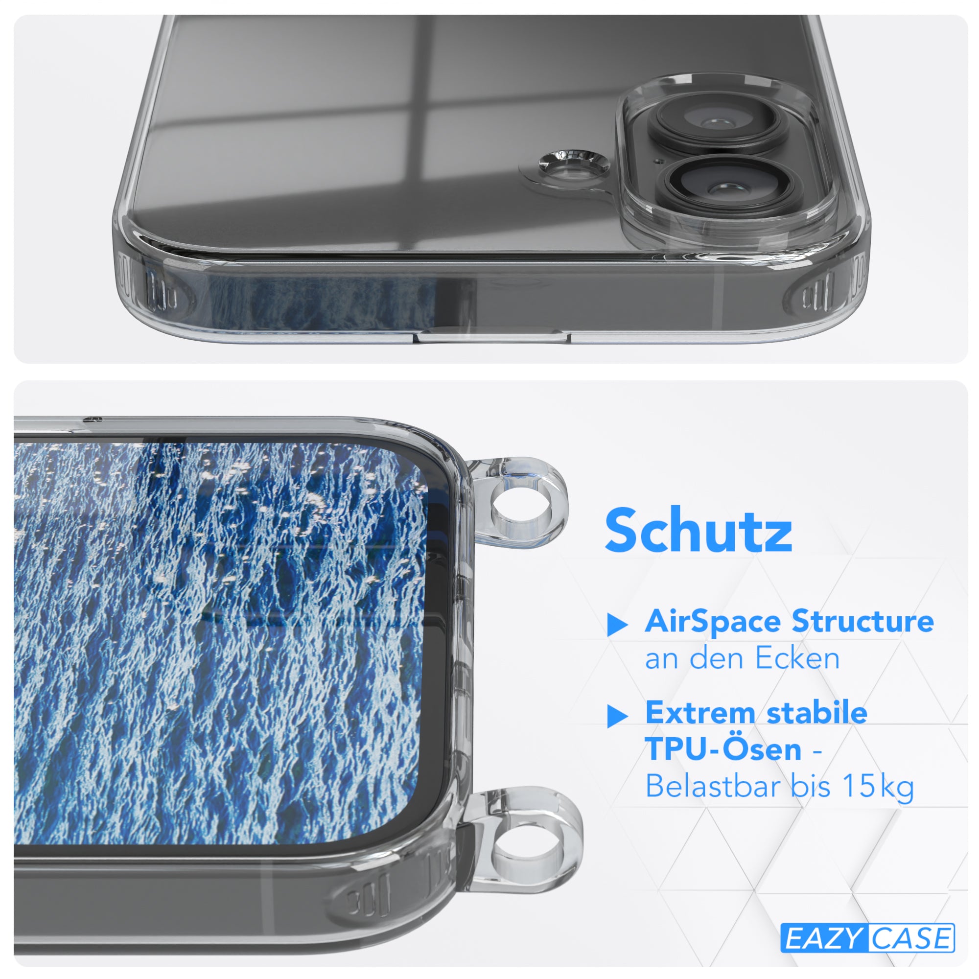 iPhone 16 Plus transparente Hülle + Kordel