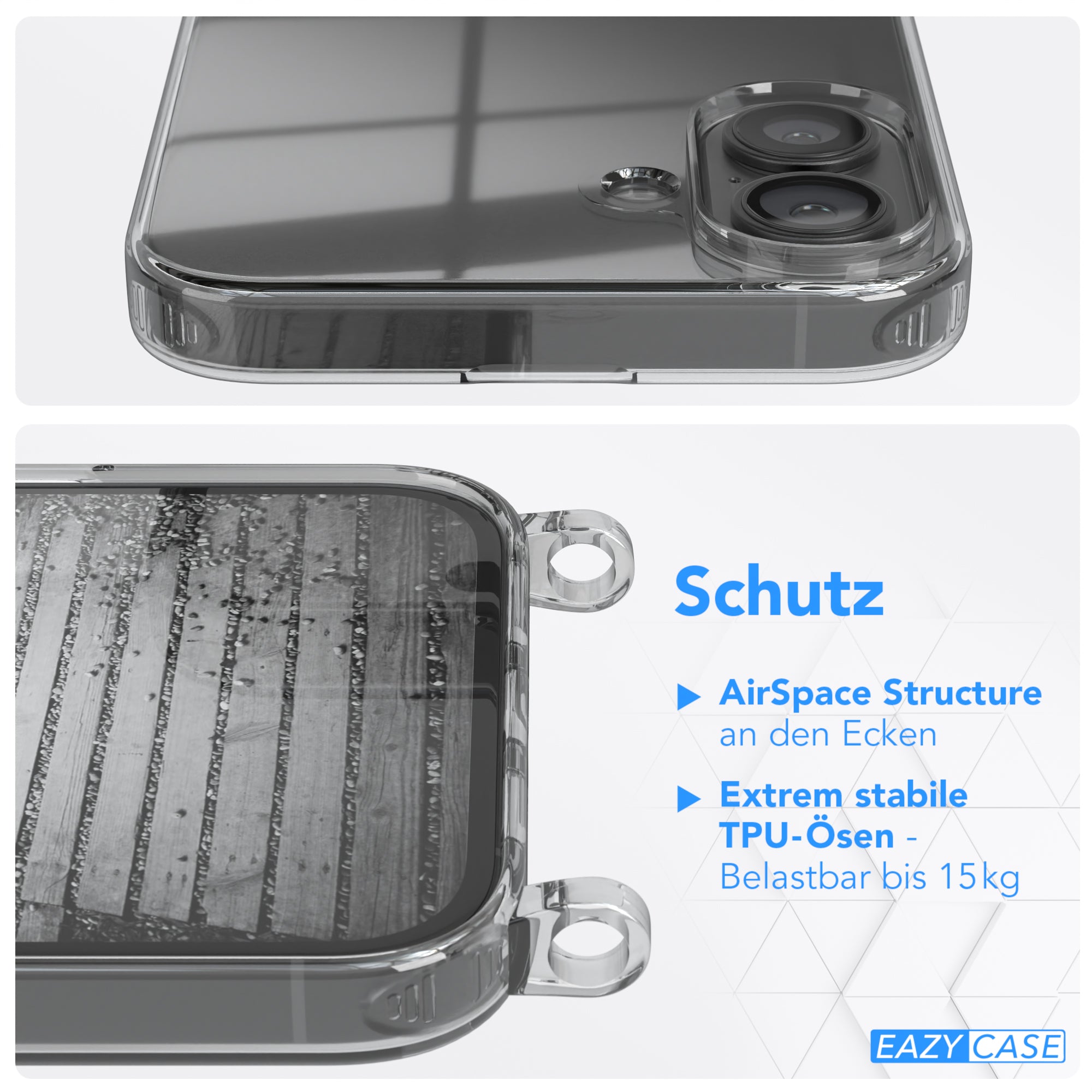 iPhone 16 Plus transparente Hülle + Kordel