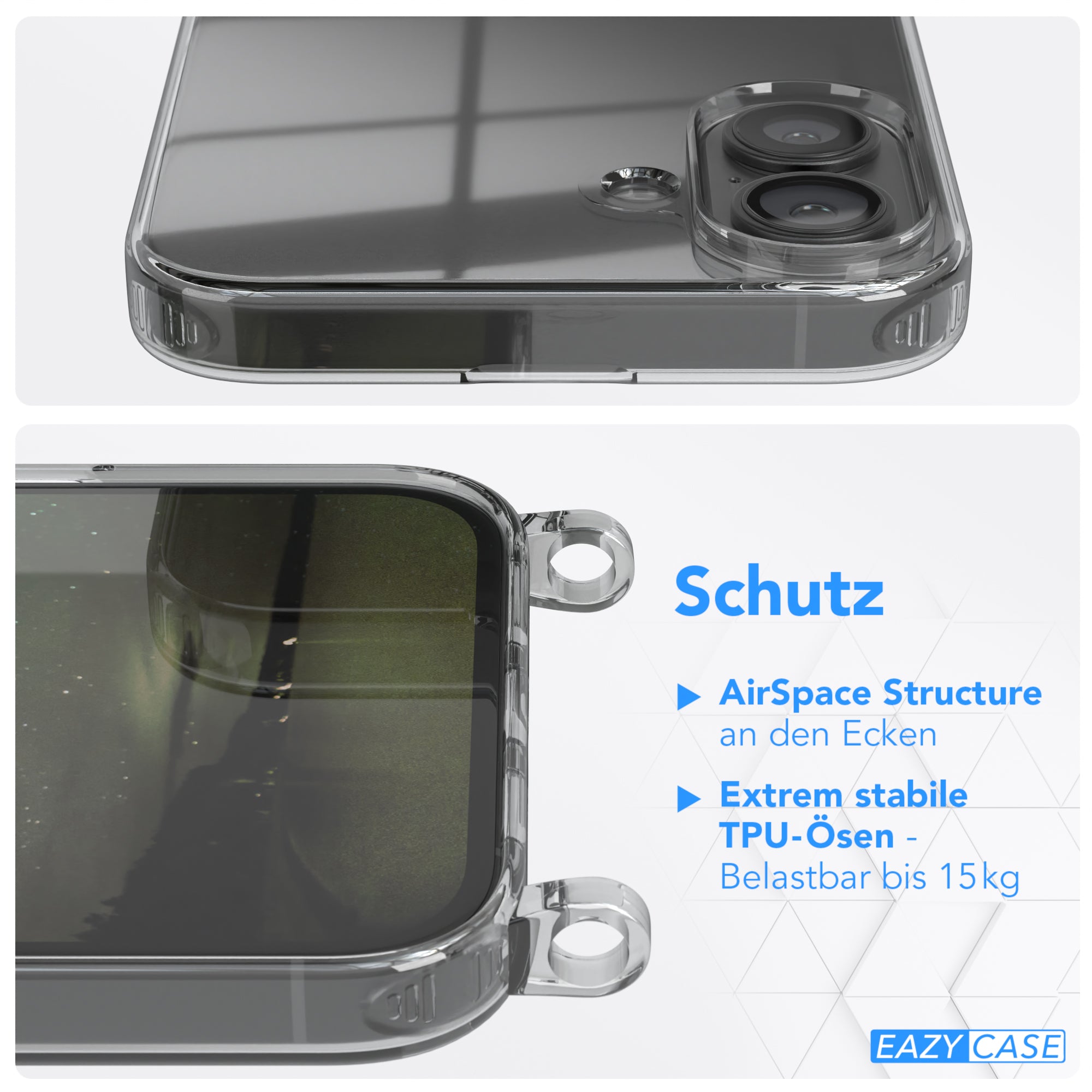 iPhone 16 Plus transparente Hülle + Kordel