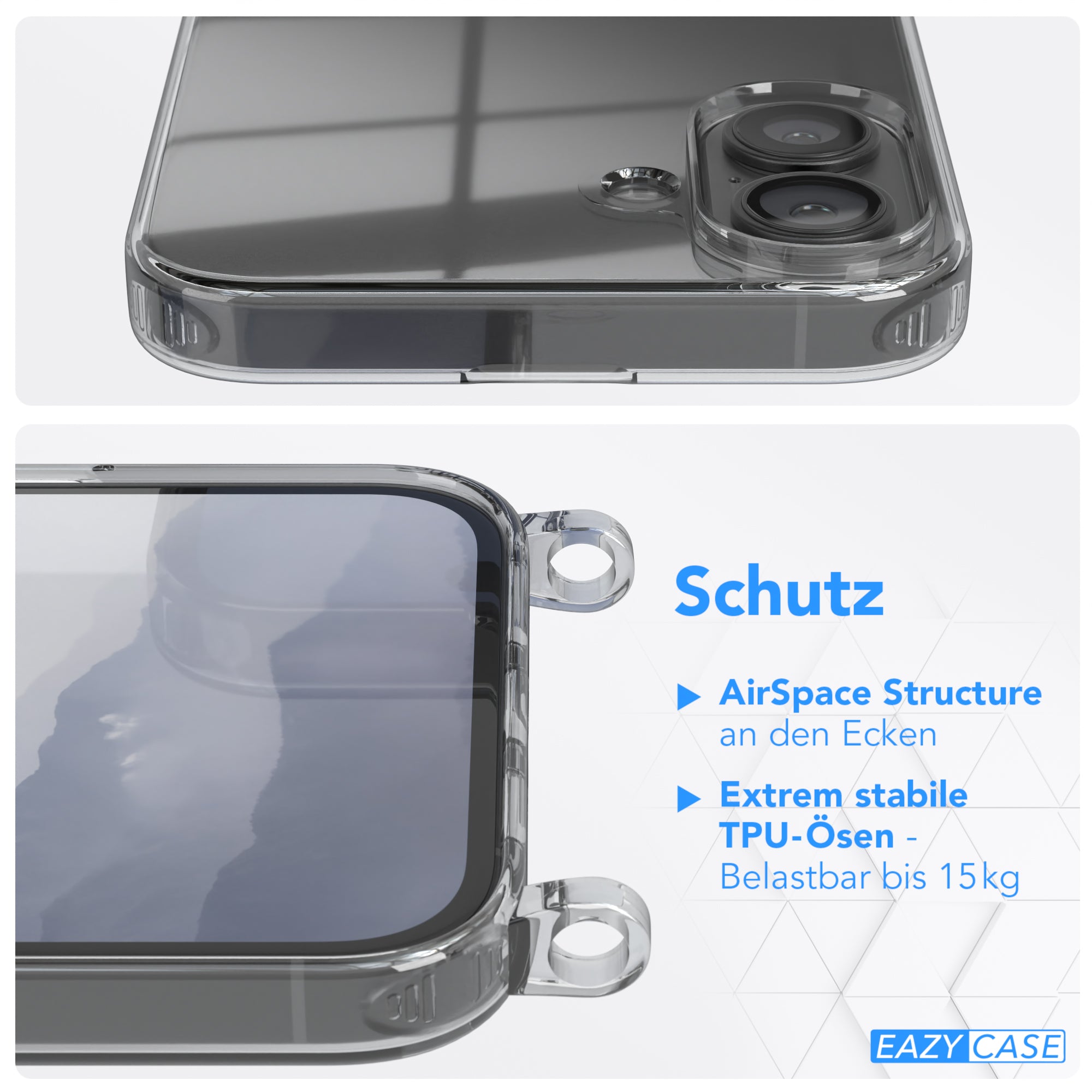 iPhone 16 Plus transparente Hülle + Kordel