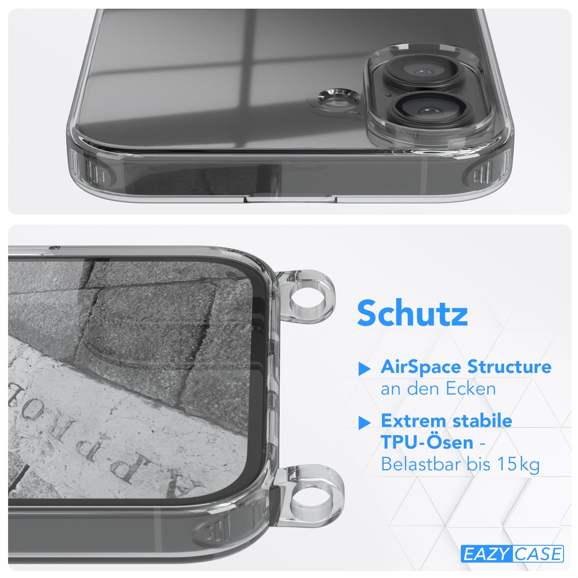 iPhone 16 Plus transparente Hülle + Kordel