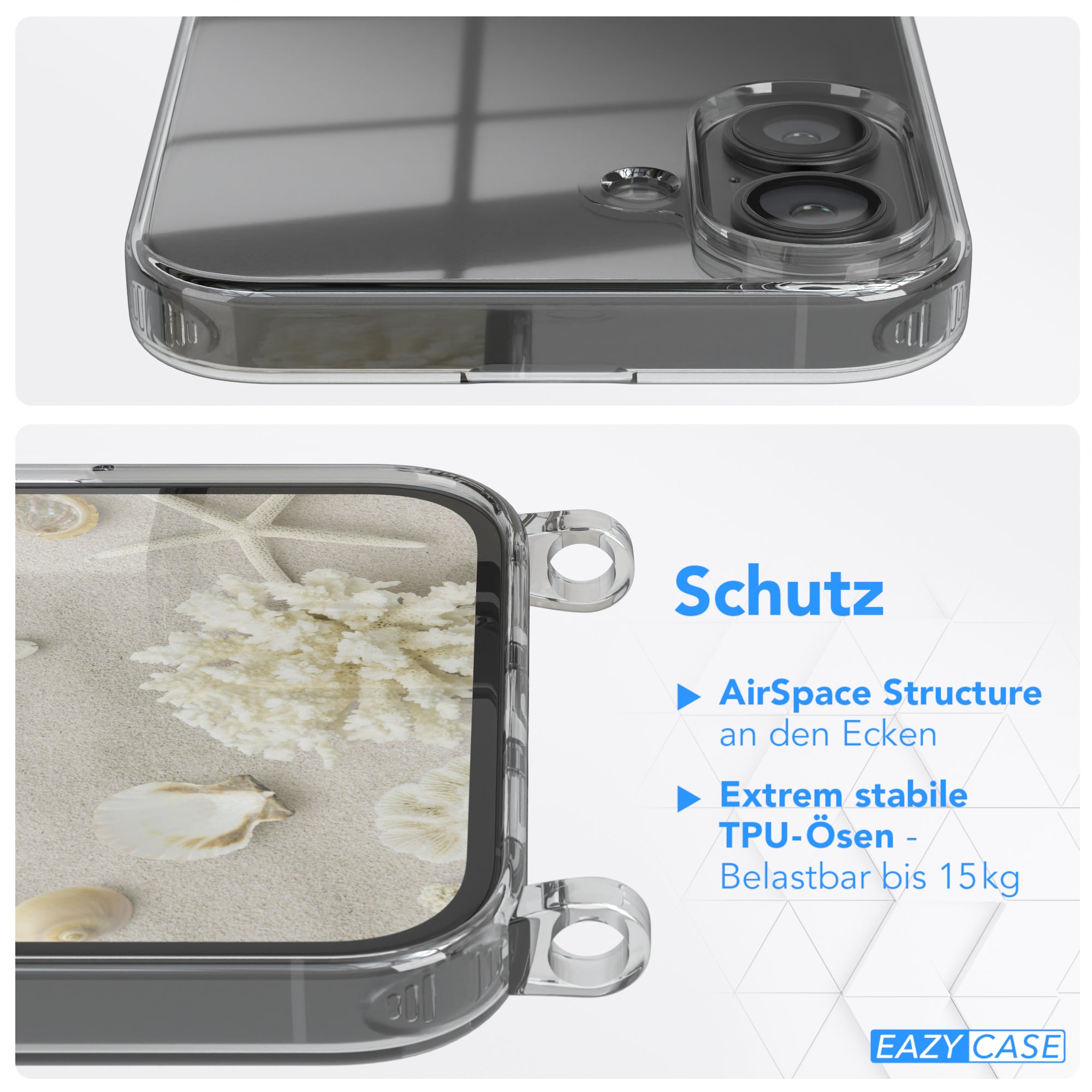 iPhone 16 Plus transparente Hülle + Kordel