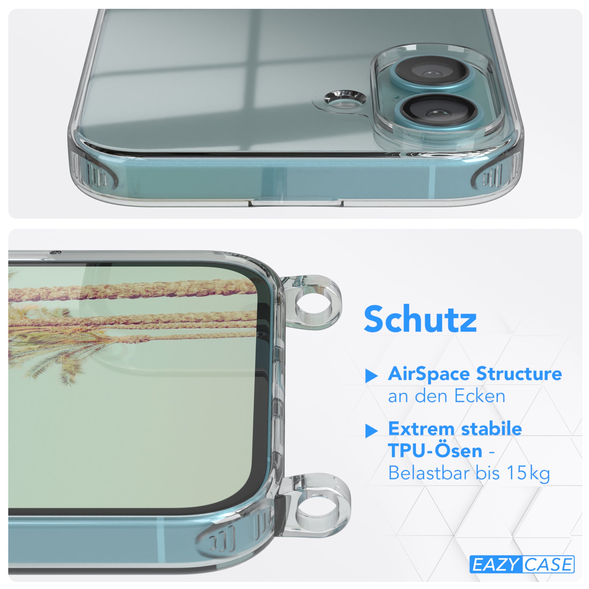 iPhone 16 Plus transparente Hülle + Kordel