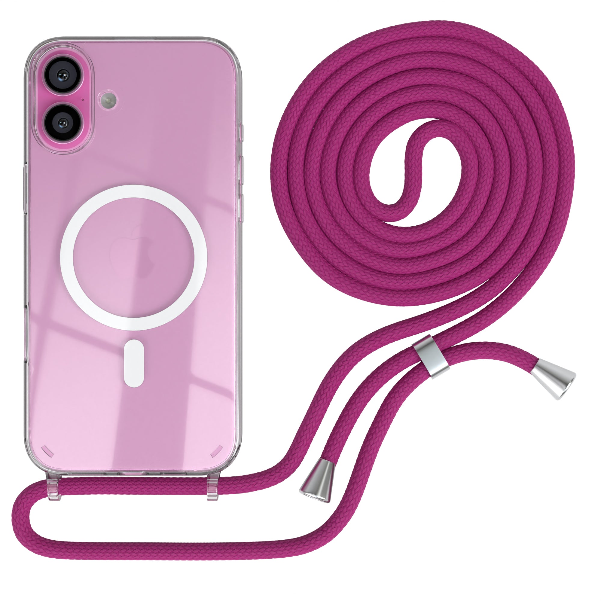 iPhone 16 Plus transparente Hülle + Kordel mit MagSafe