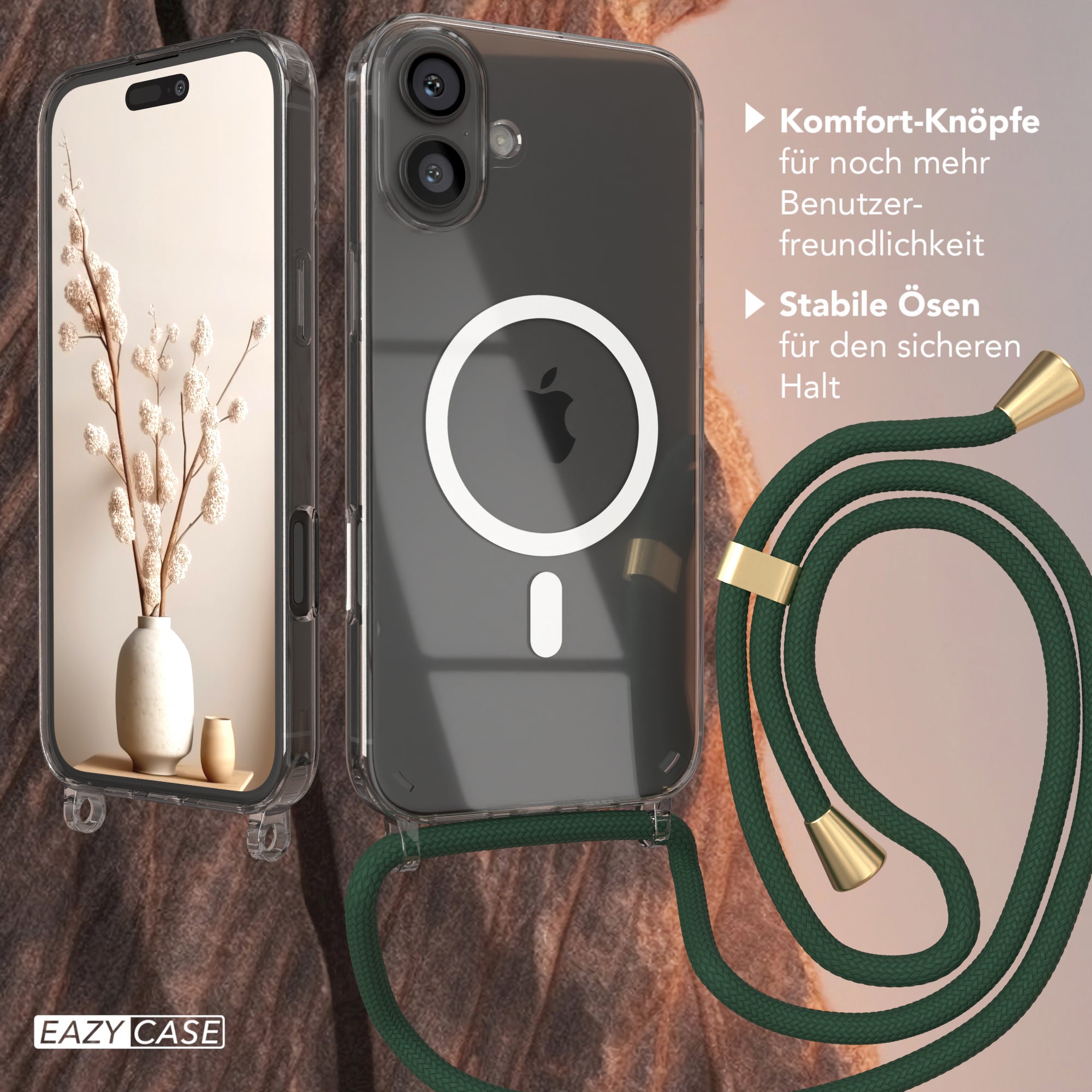 iPhone 16 Plus transparente Hülle + Kordel mit MagSafe
