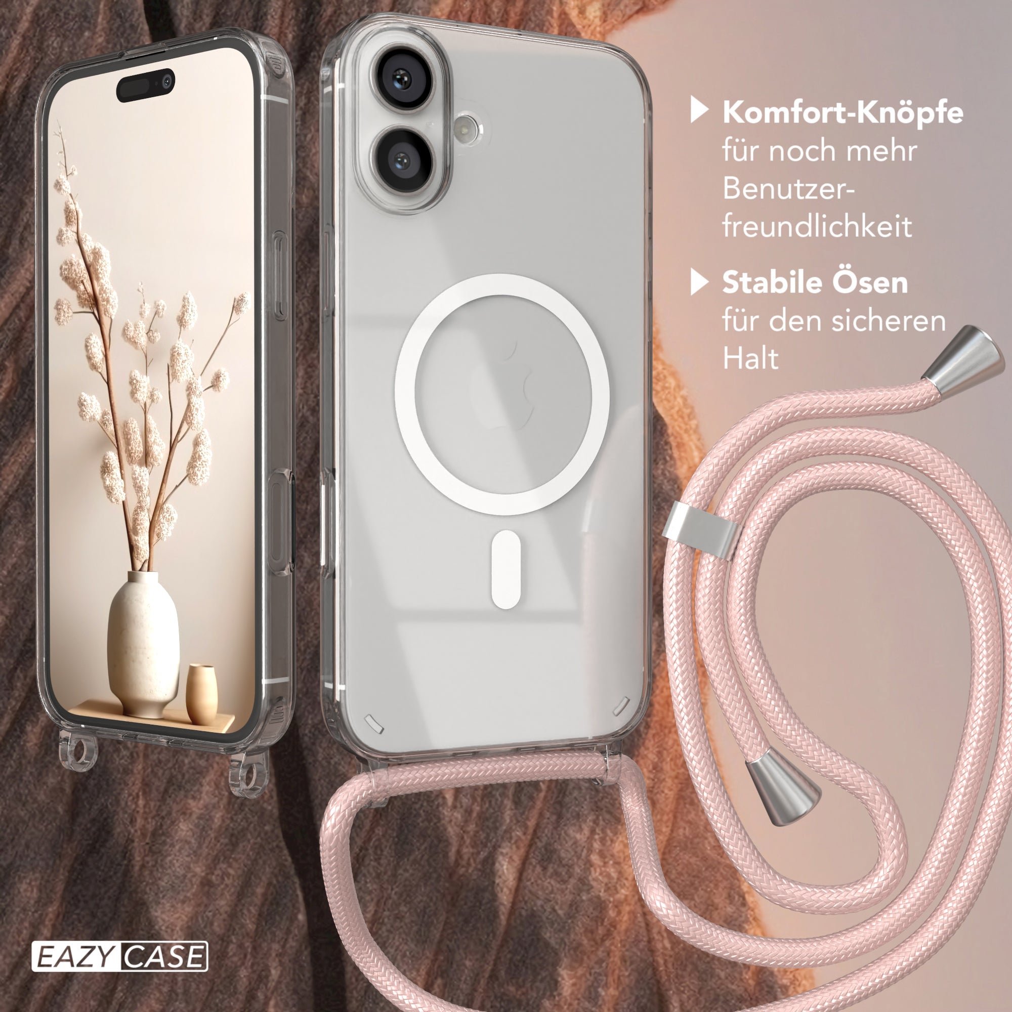 iPhone 16 Plus transparente Hülle + Kordel mit MagSafe