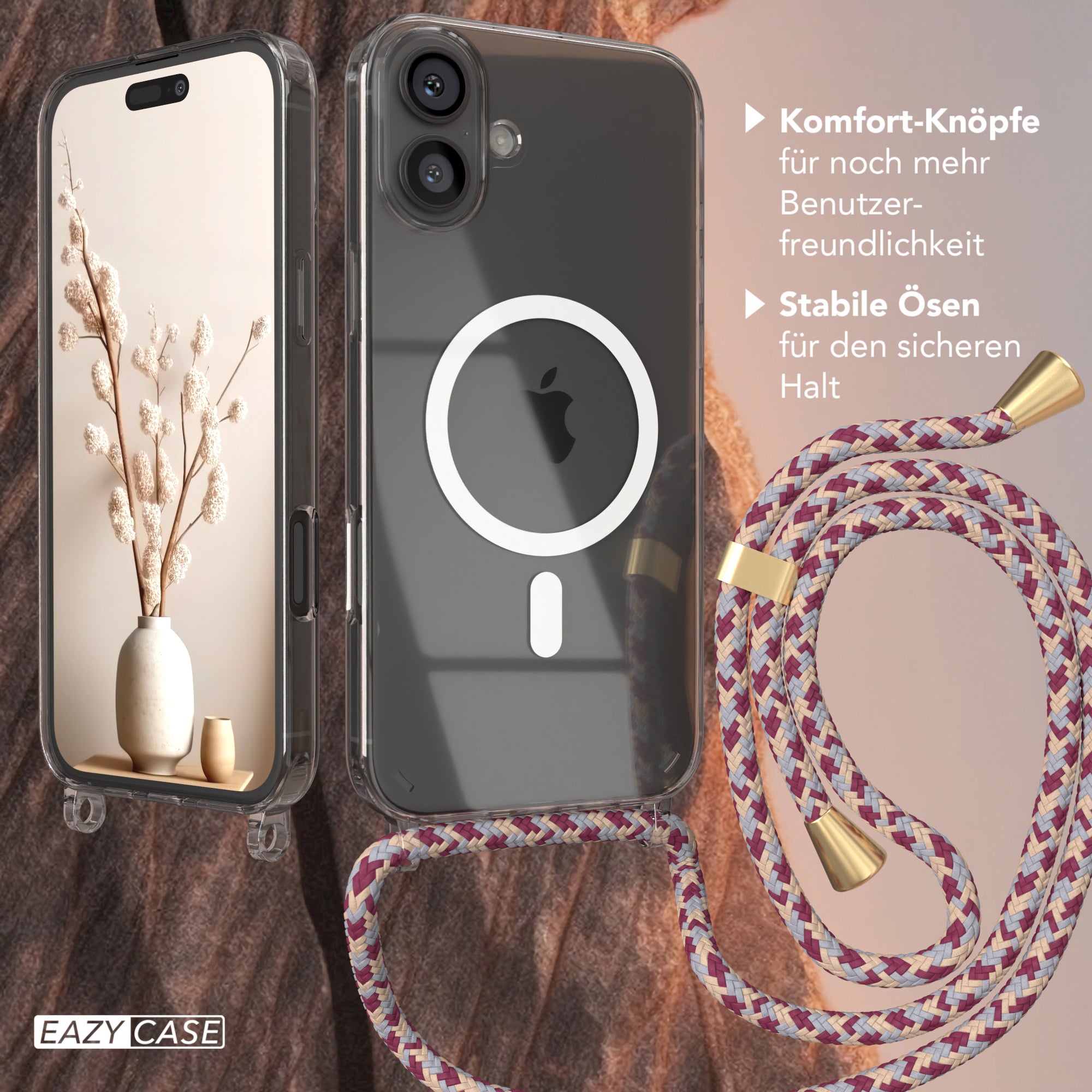 iPhone 16 Plus transparente Hülle + Kordel mit MagSafe