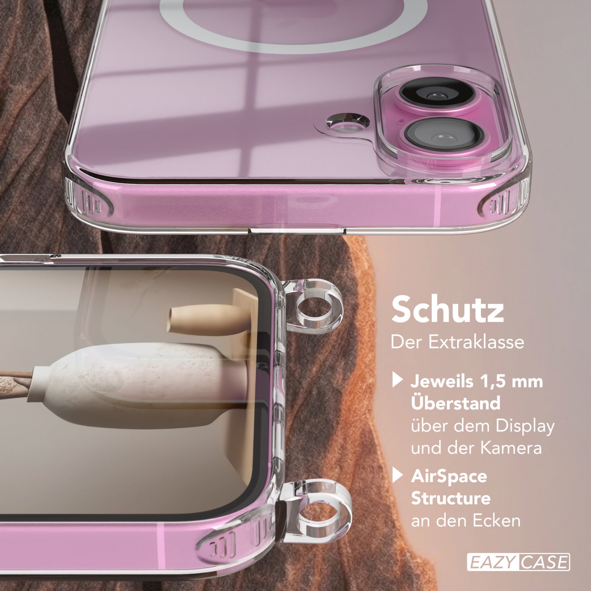 iPhone 16 Plus transparente Hülle + Kordel mit MagSafe
