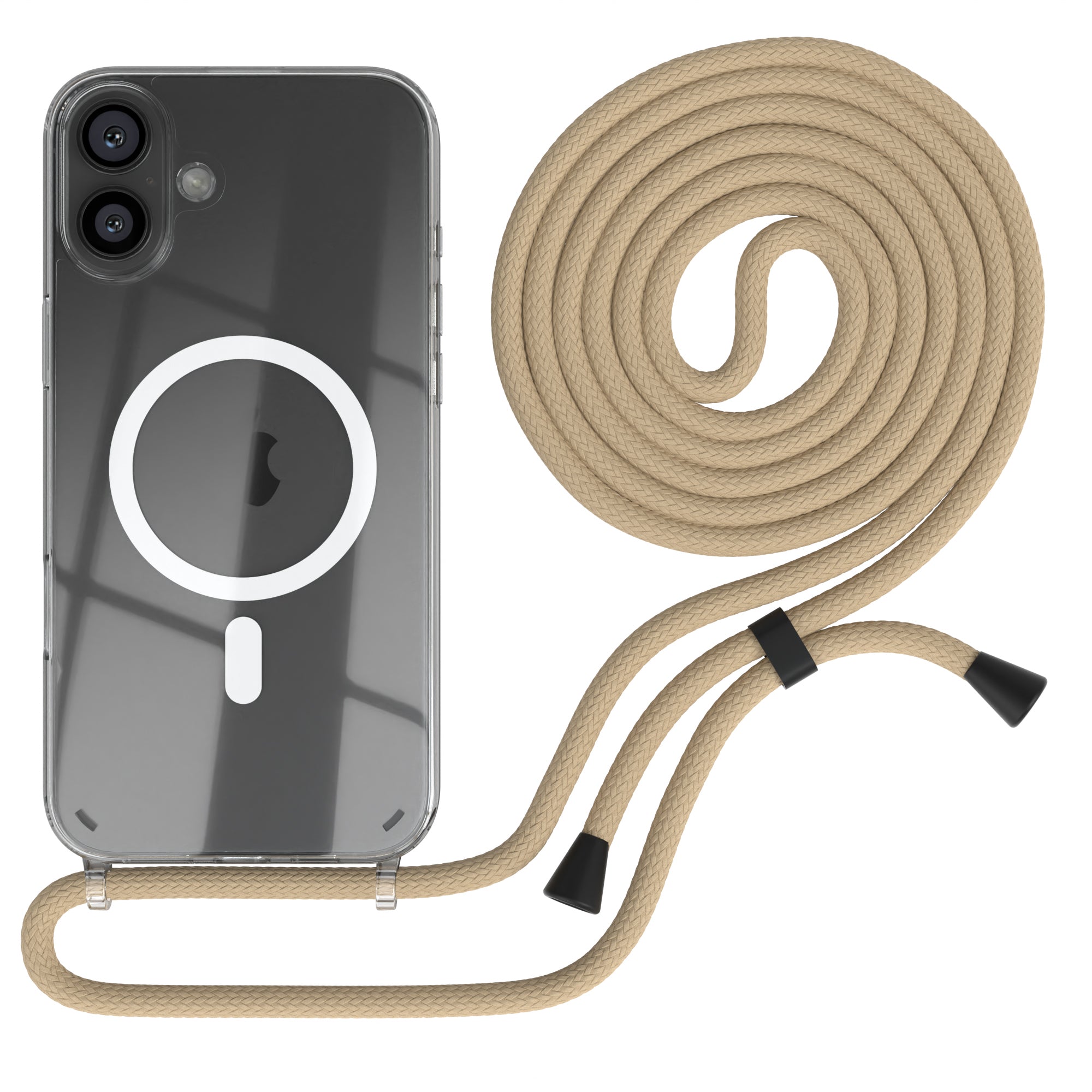 iPhone 16 Plus transparente Hülle + Kordel mit MagSafe