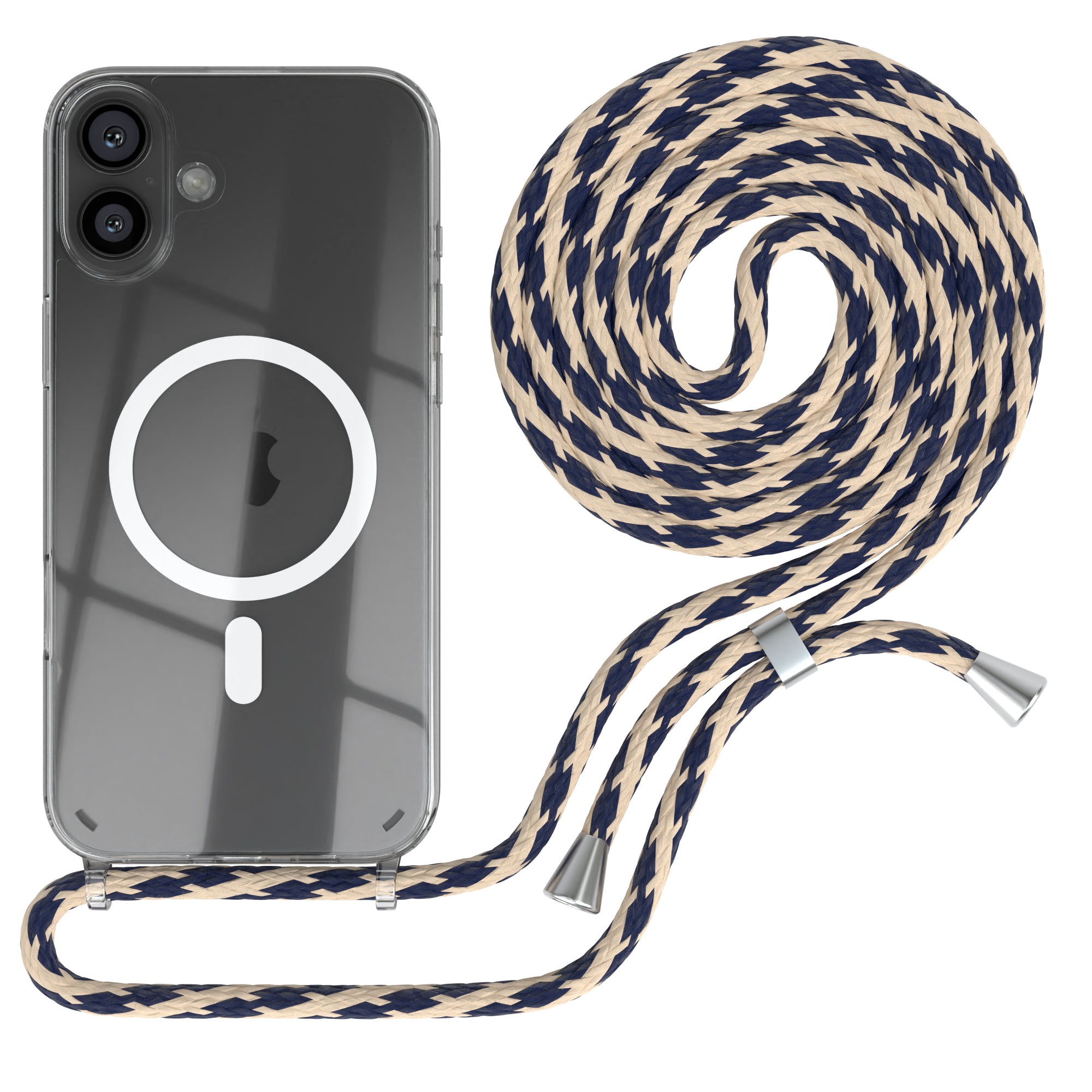 iPhone 16 Plus transparente Hülle + Kordel mit MagSafe