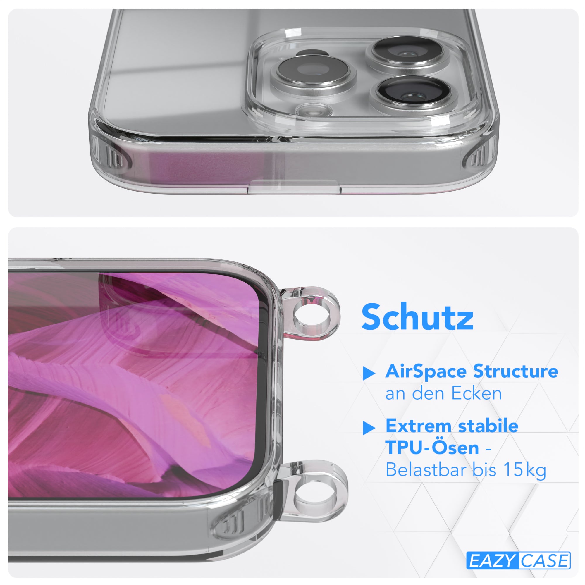 iPhone 16 Pro transparente Hülle + Kordel