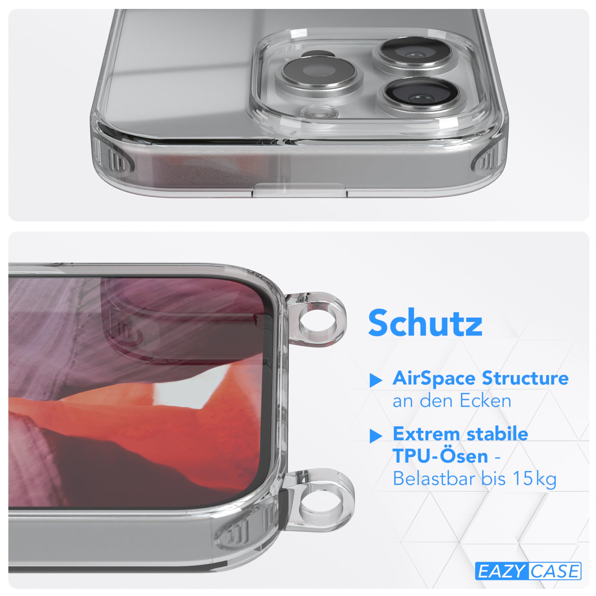 iPhone 16 Pro transparente Hülle + Kordel