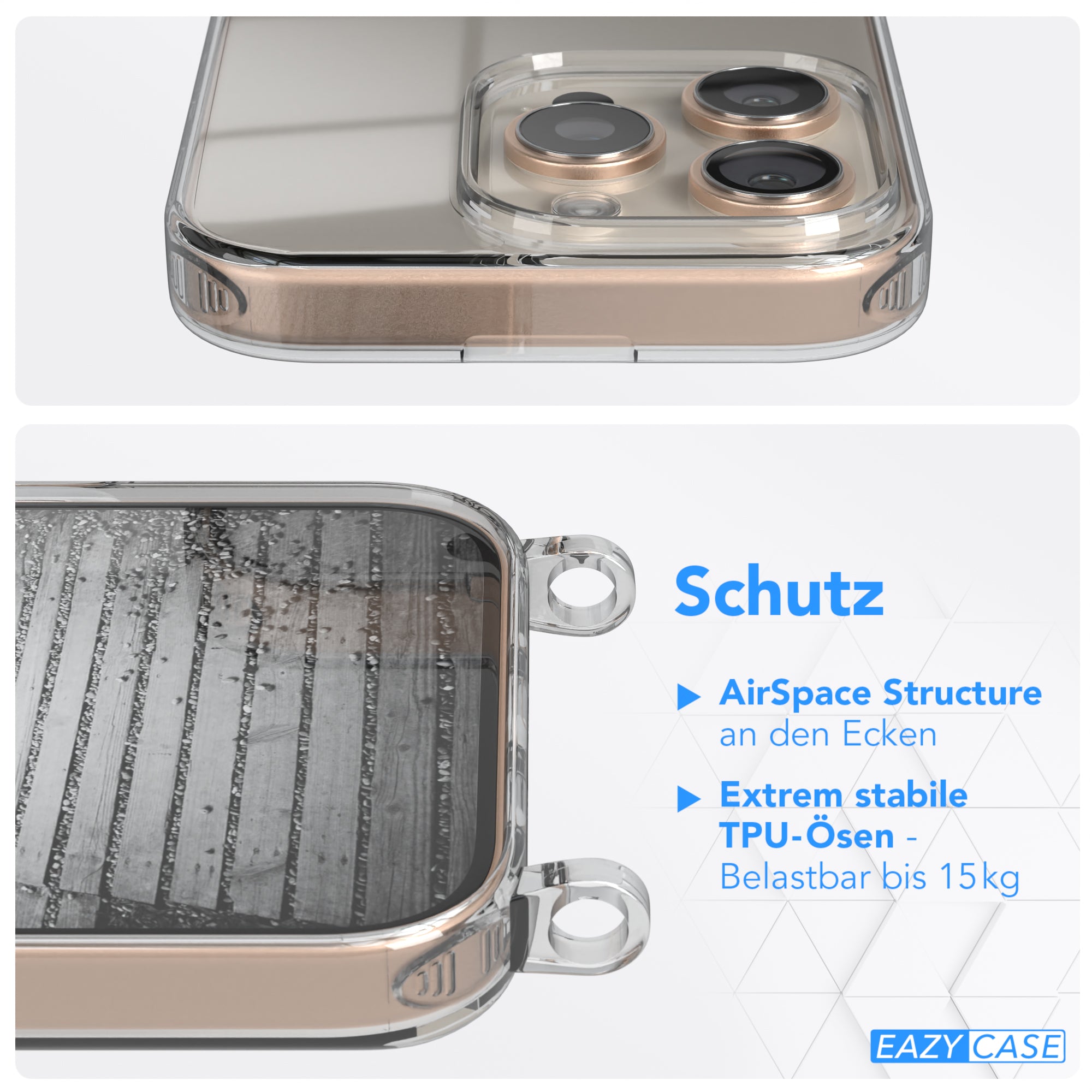 iPhone 16 Pro Hülle mit Metallkette + Schwarze Kordel