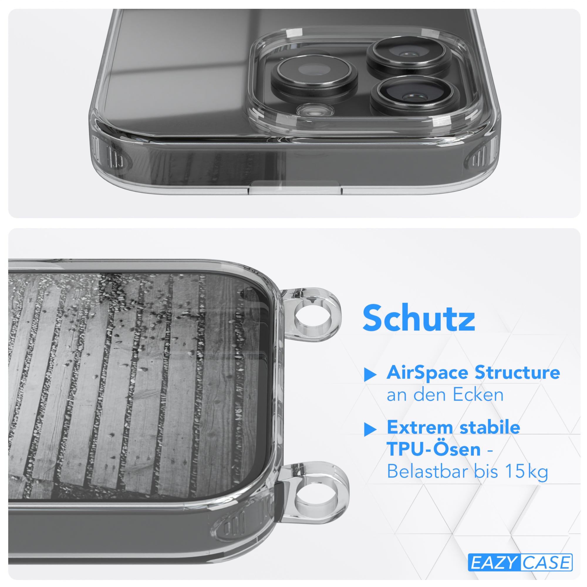 iPhone 16 Pro Hülle mit Metallkette + Schwarze Kordel