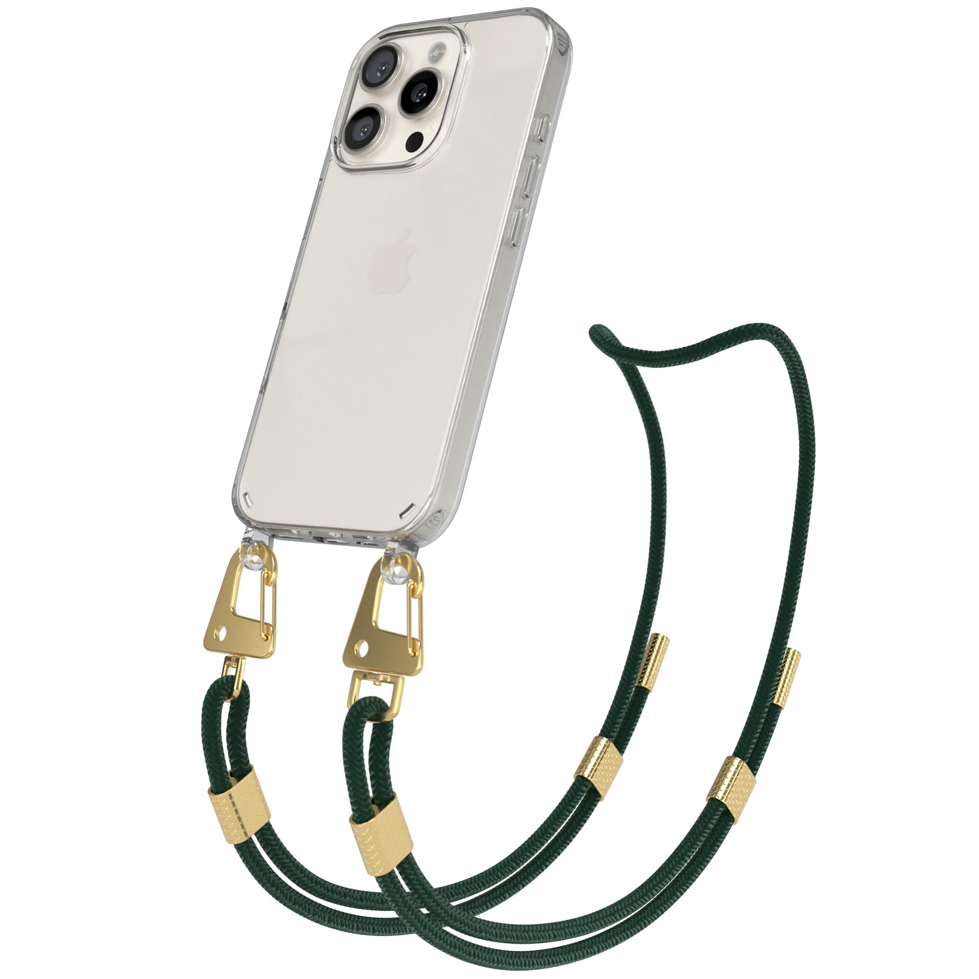 iPhone 16 Pro Hülle + Kordel mit Karabinern